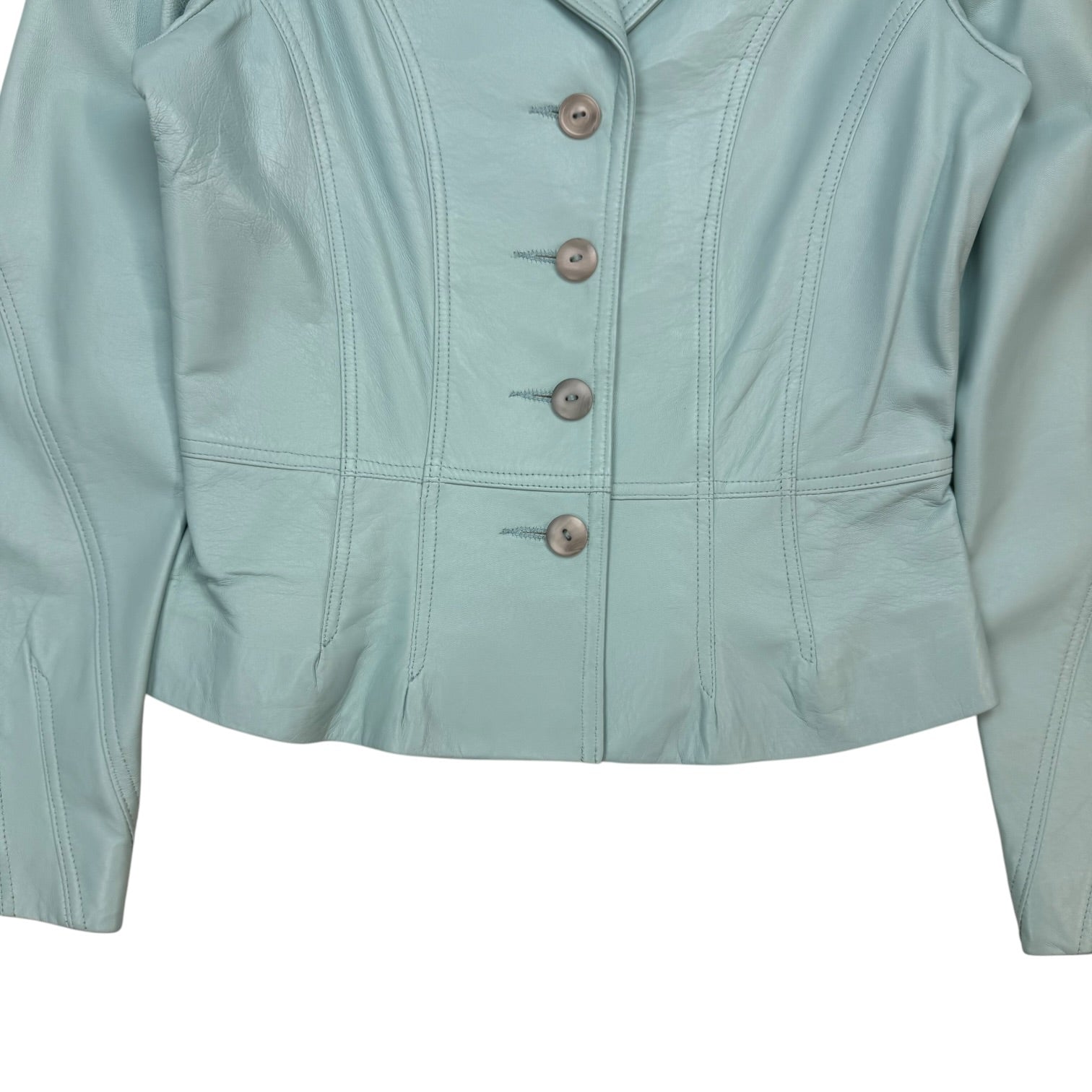 (W) Vintage Bogato Leather Button Up Jacket Mint
