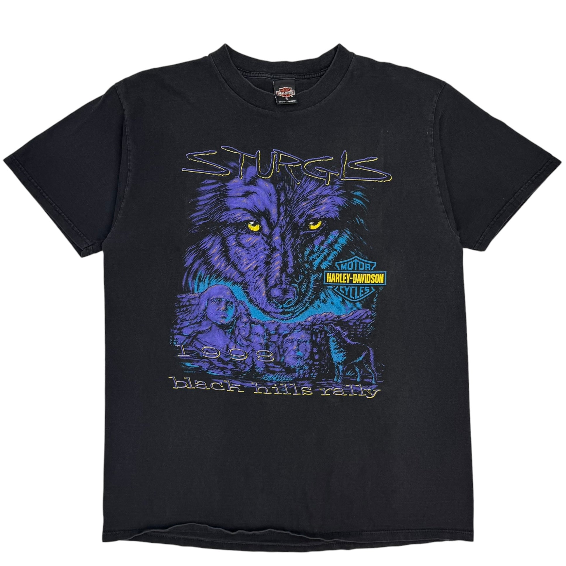1998 Harley Davidson Sturgis Black Hills Ralley Wolf Tee Black