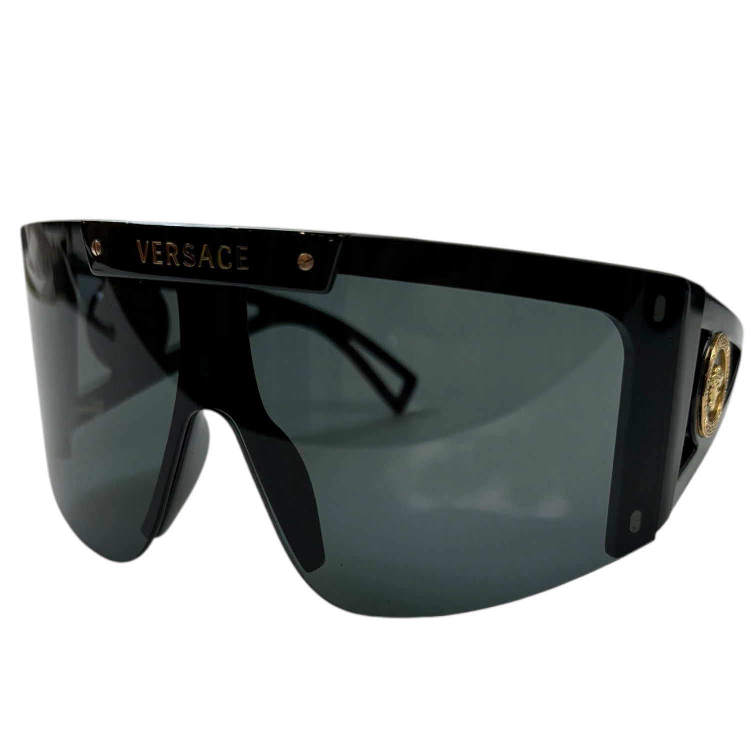Versace Medusa Icon Shield Sunglasses Black/Gold