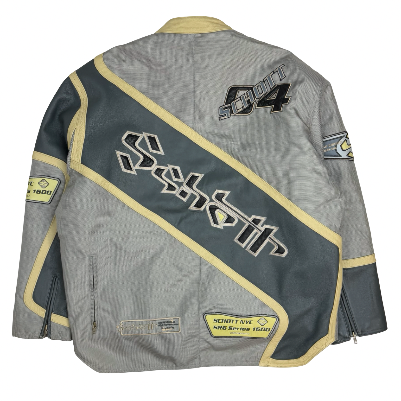 Vintage Schott NYC Leather Racing Jacket Grey