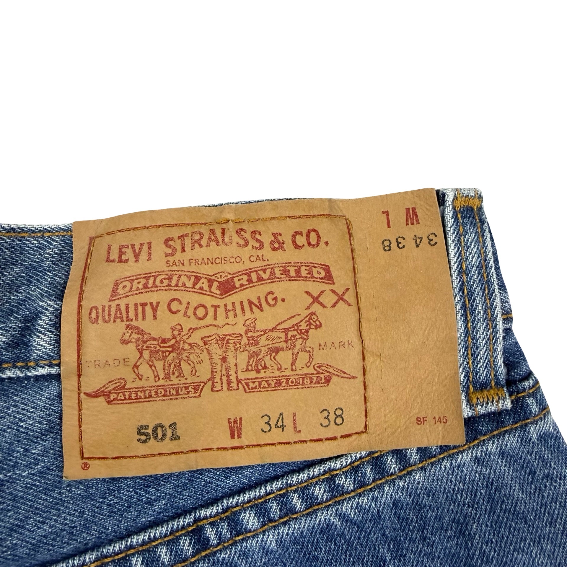 Vintage Levi’s 501 Light Wash Blank Tab Denim Jeans Blue