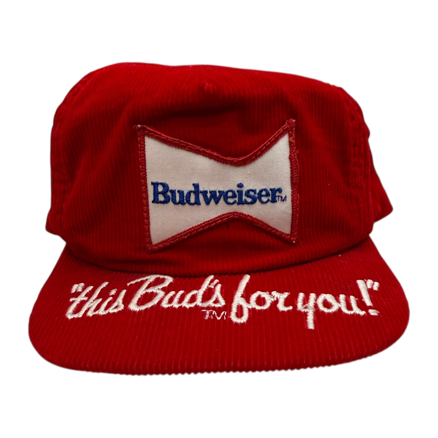 Vintage Budweiser ‘This Buds For You!’ Corduroy Hat Red