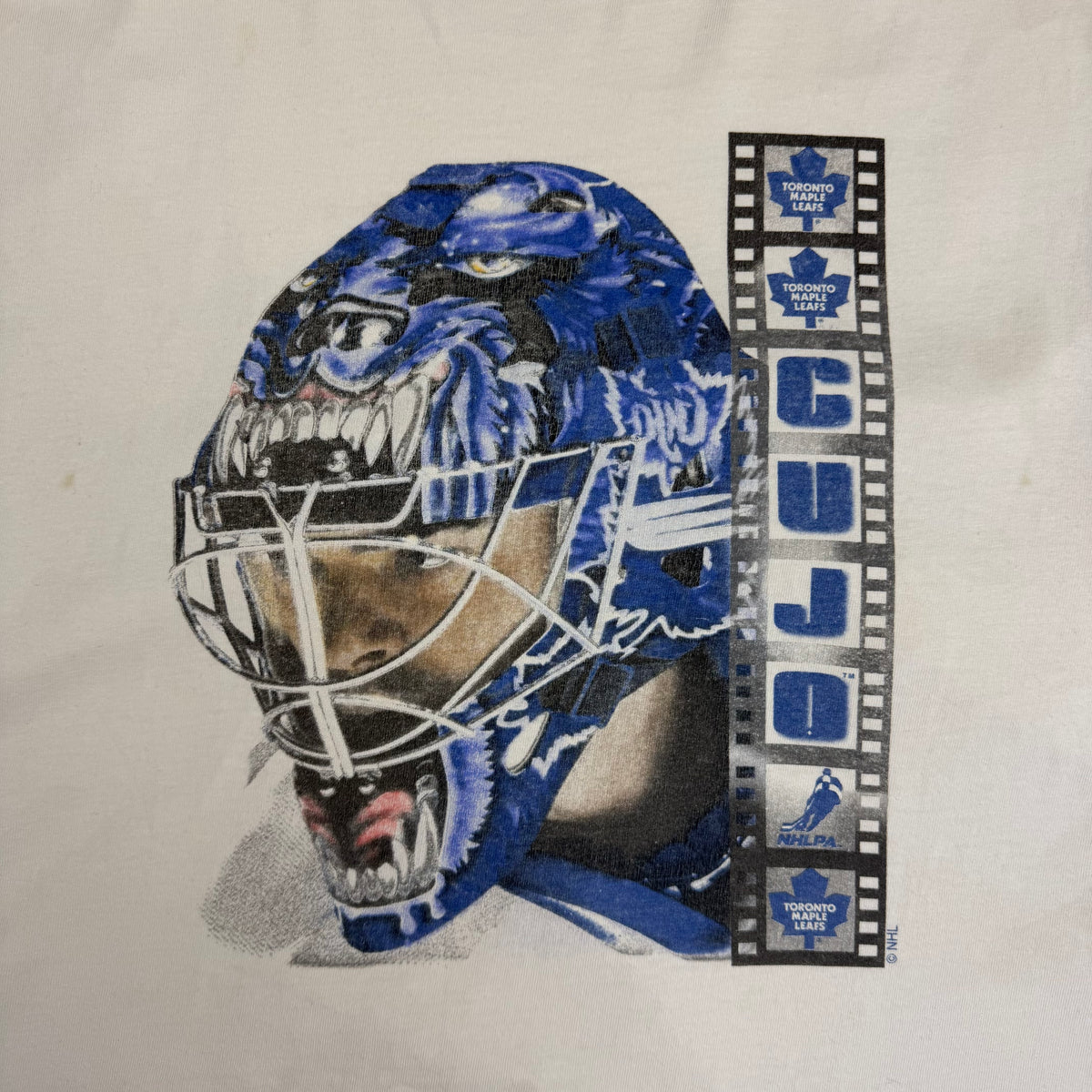 Vintage Toronto Maple Leafs Curtis Joseph Cujo Mask Tee White