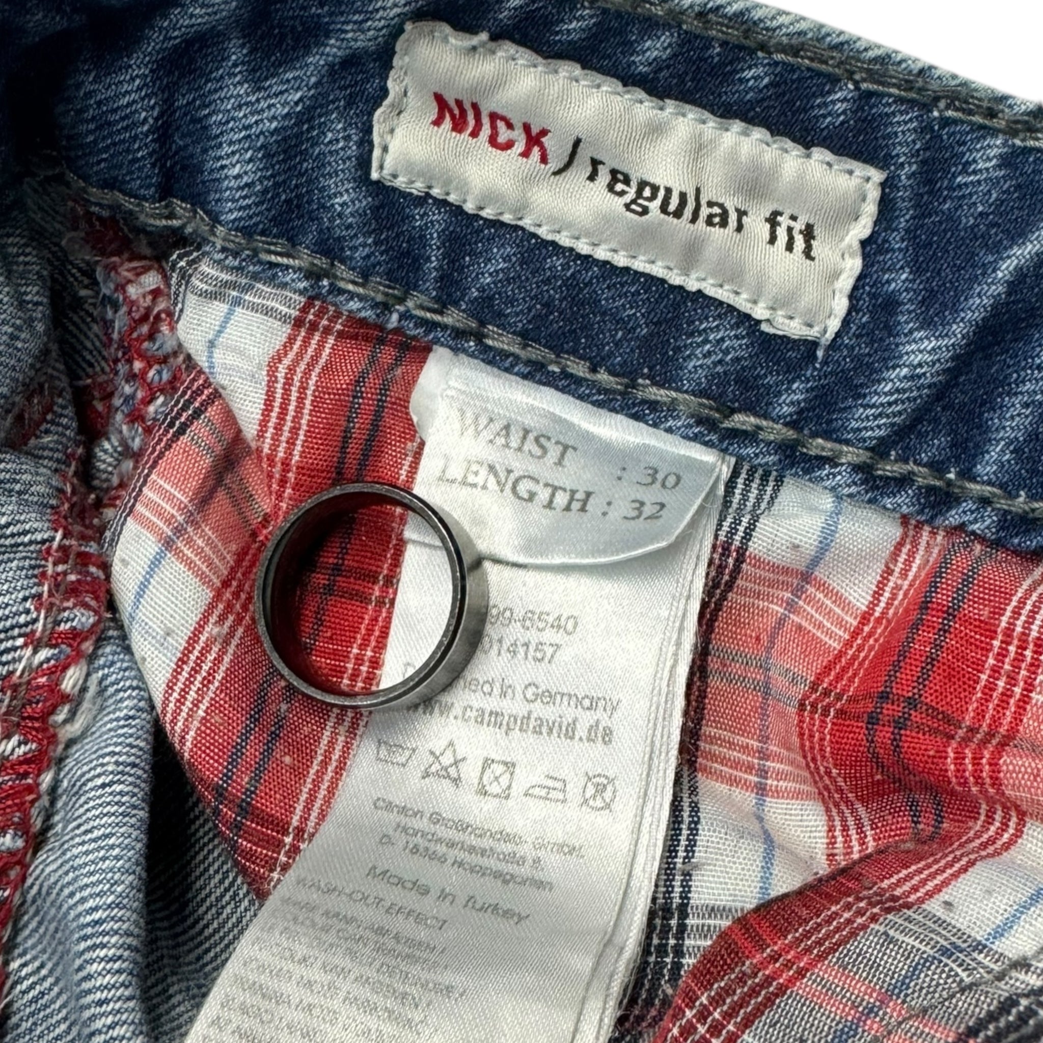 Y2K Camp David Contrast Stitch Embroidered Euro Denim Light Wash Bottoms