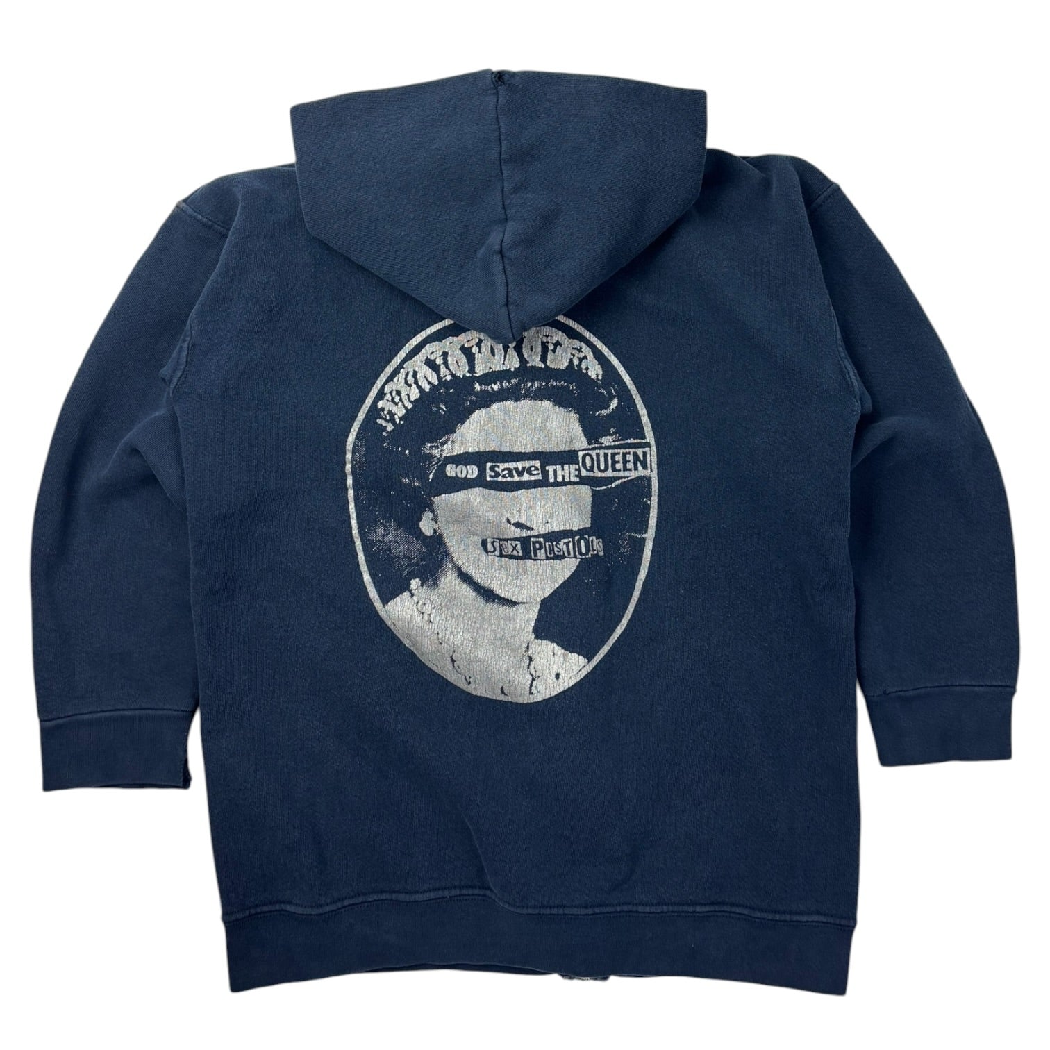 Vintage Sex Pistols 'God Save The Queen' Full Zip Hoodie Navy