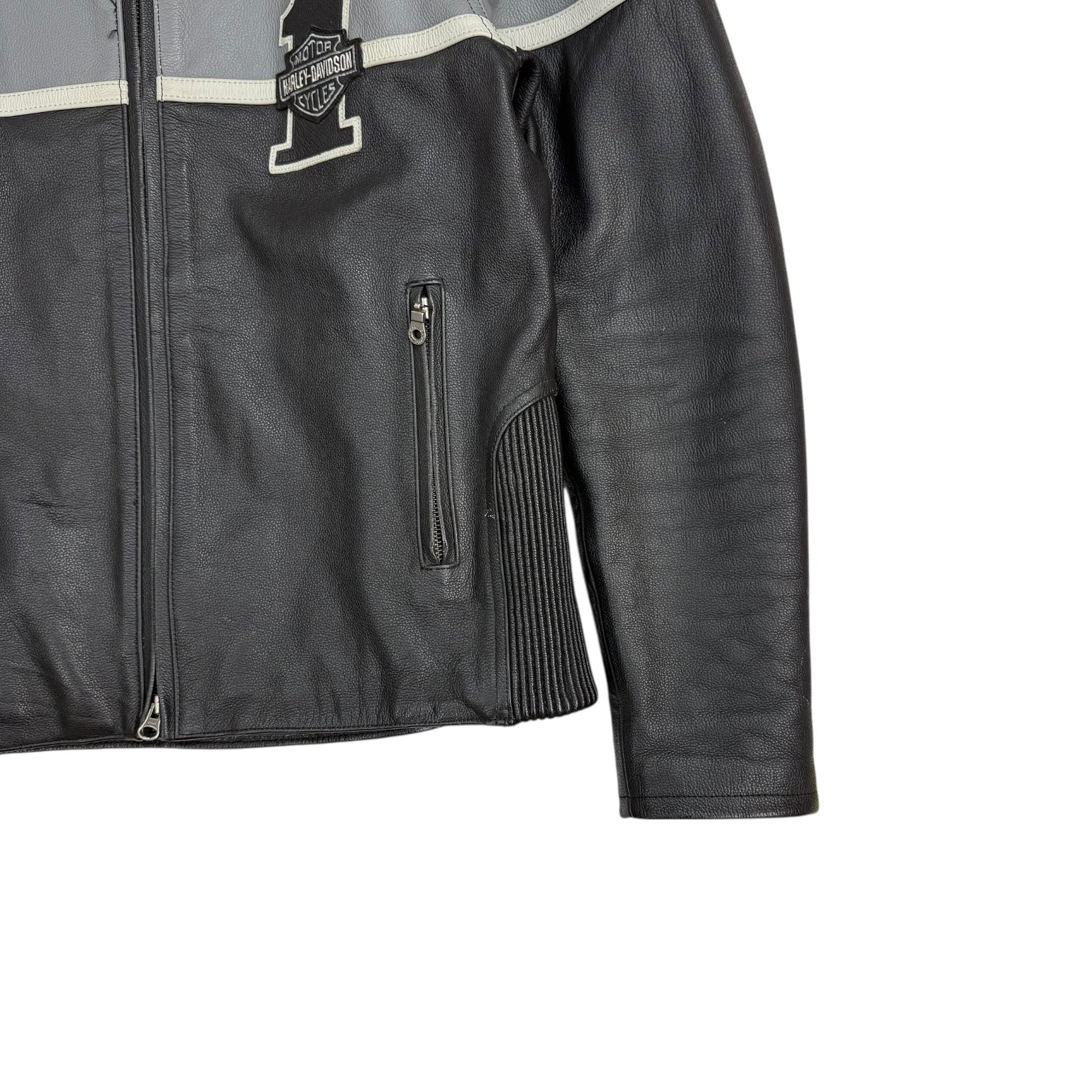Vintage Harley Davidson Leather Bike Jacket Black/Grey