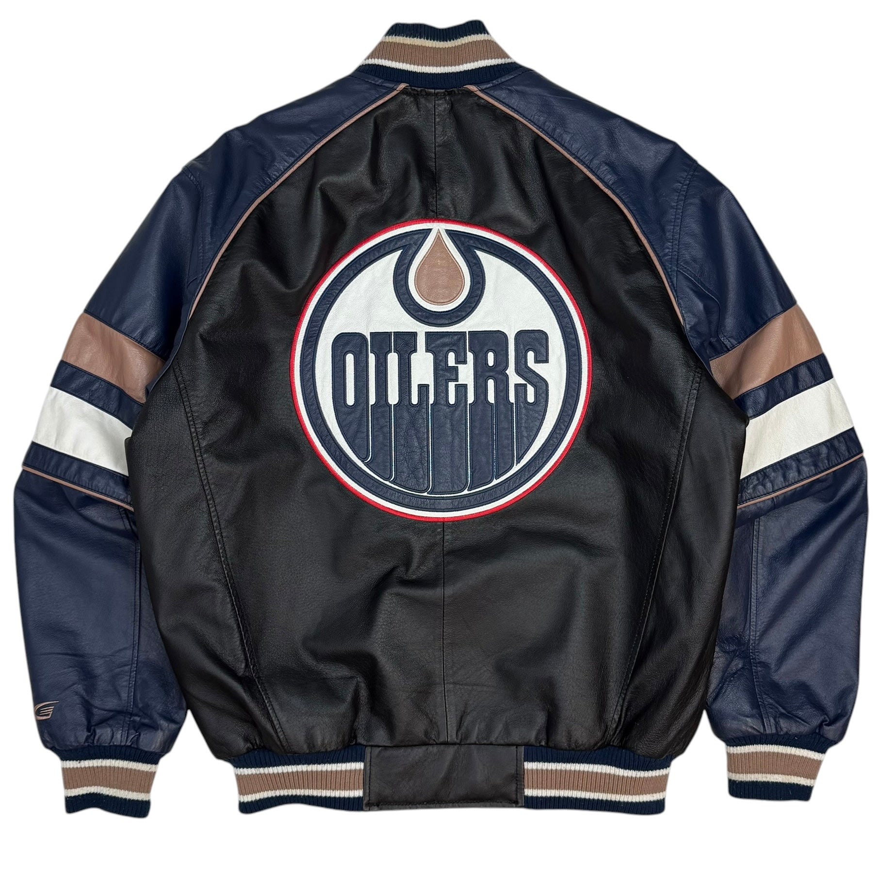Vintage Edmonton Oilers Leather Jacket Black/Navy