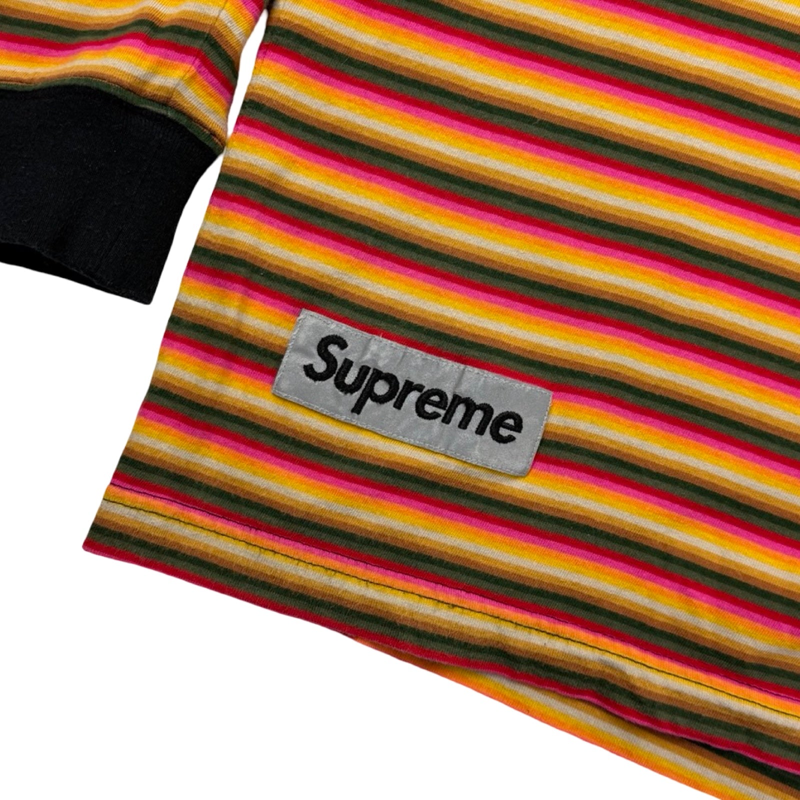 Supreme Multi Striped Reflective Patch L/S T-Shirt Black