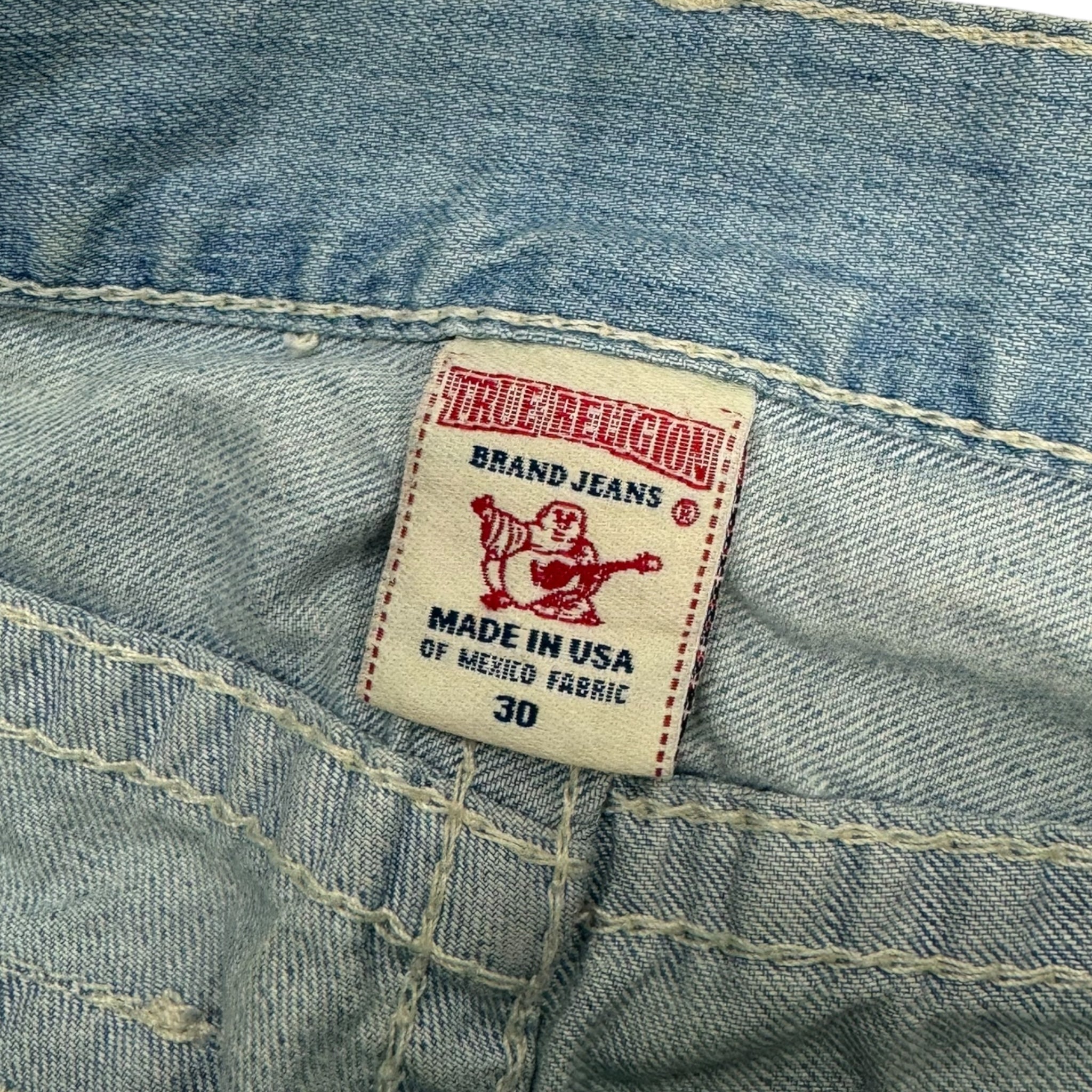 Vintage Y2K True Religion Heavy Wash White Line Jeans