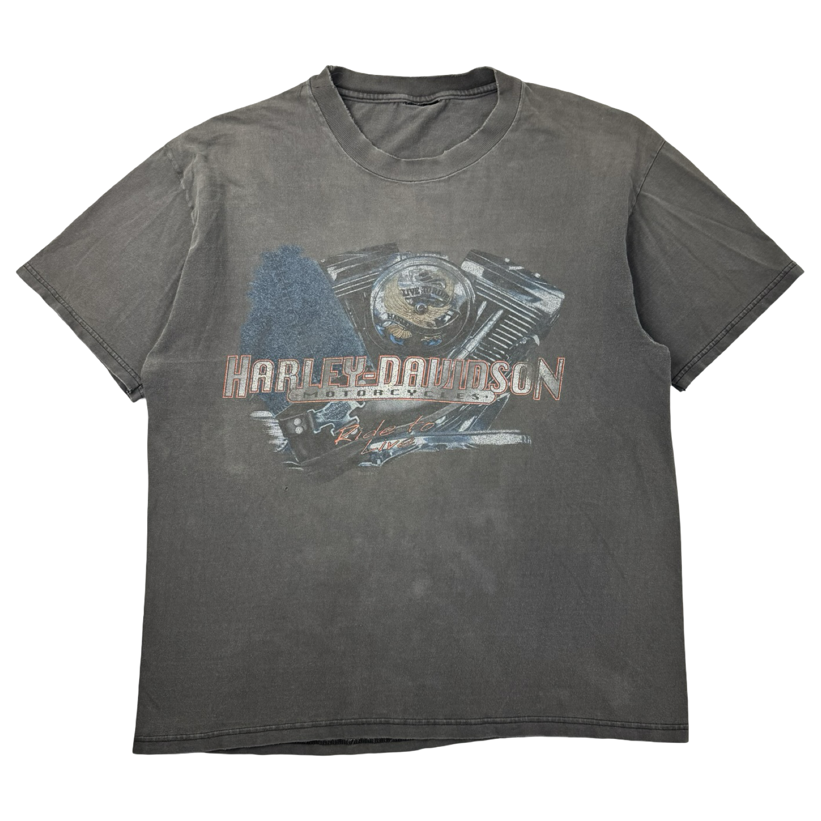 1995 Harley Davidson Biker Hog T-Shirt Faded Black