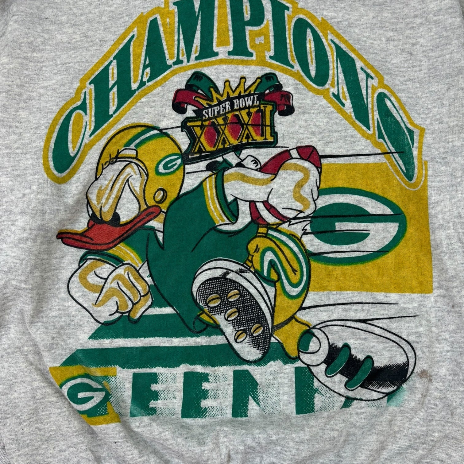 Vintage 1997 Super Bowl XXXI Green Bay Packers Hoodie Grey