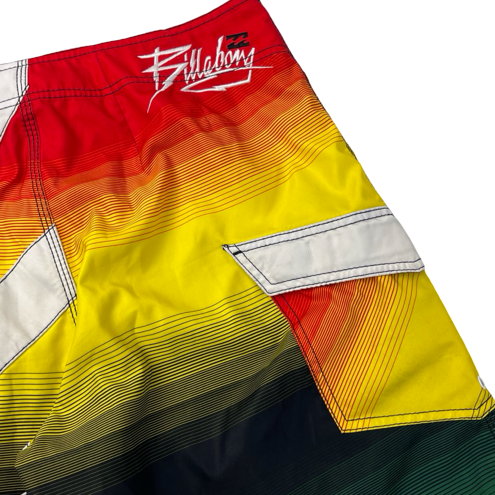 Vintage Y2K Billabong Striped Board Shorts Red/Yellow