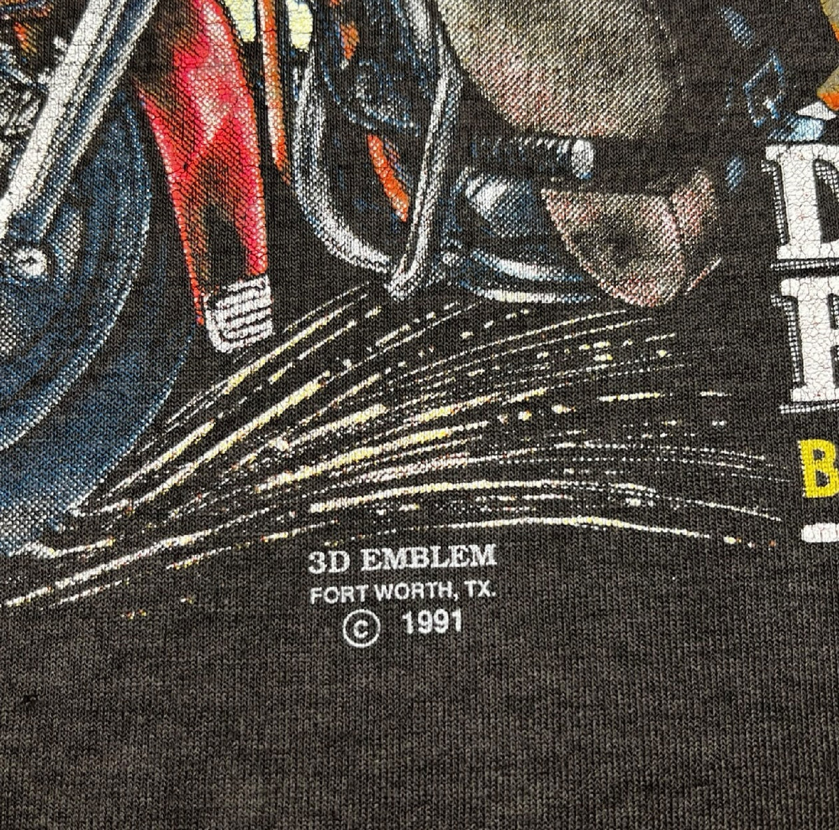 Vintage 1991 Harley Davidson 3D Emblem Daytona Bike Week Tee Black