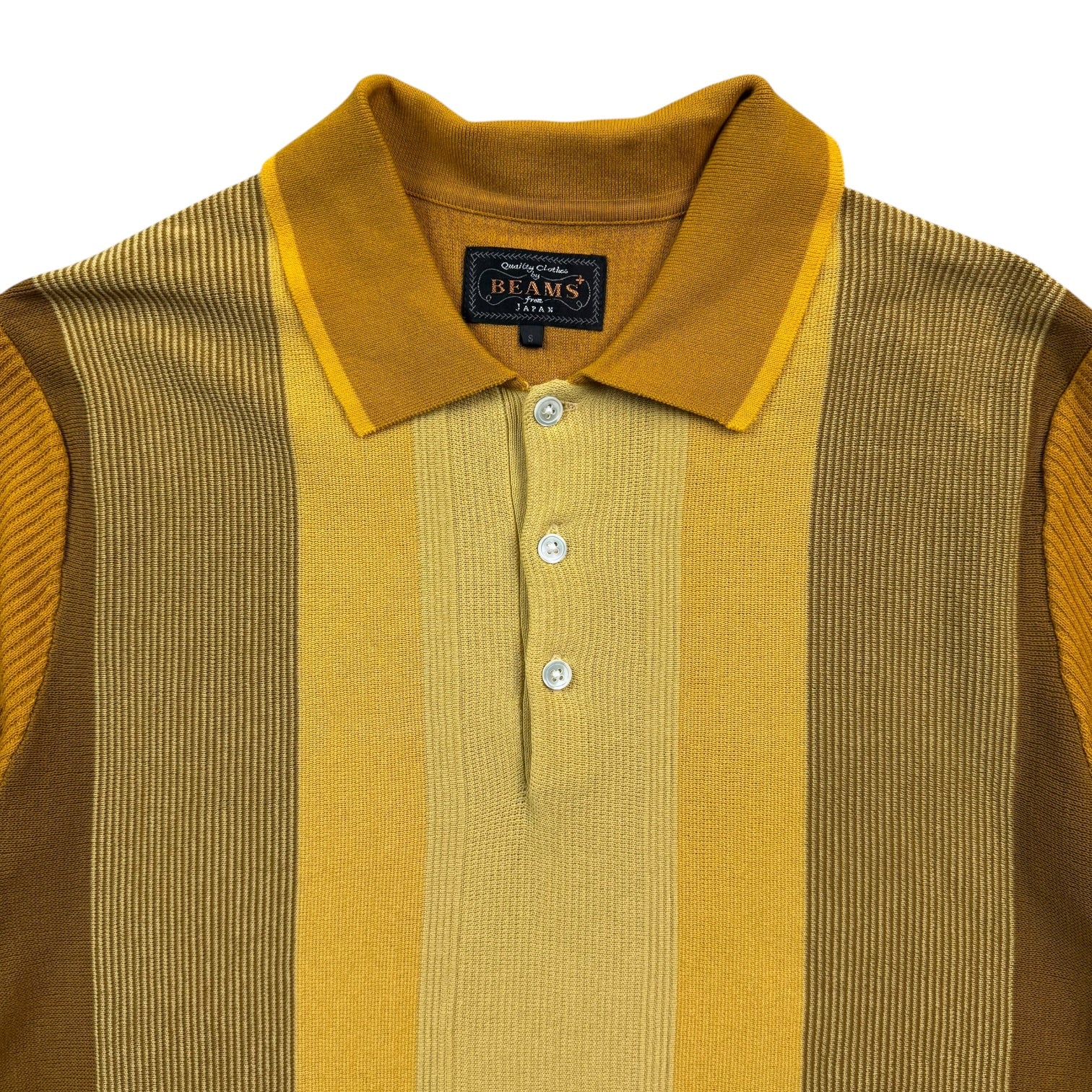 BEAMS PLUS Knit Polo Shirt Mustard
