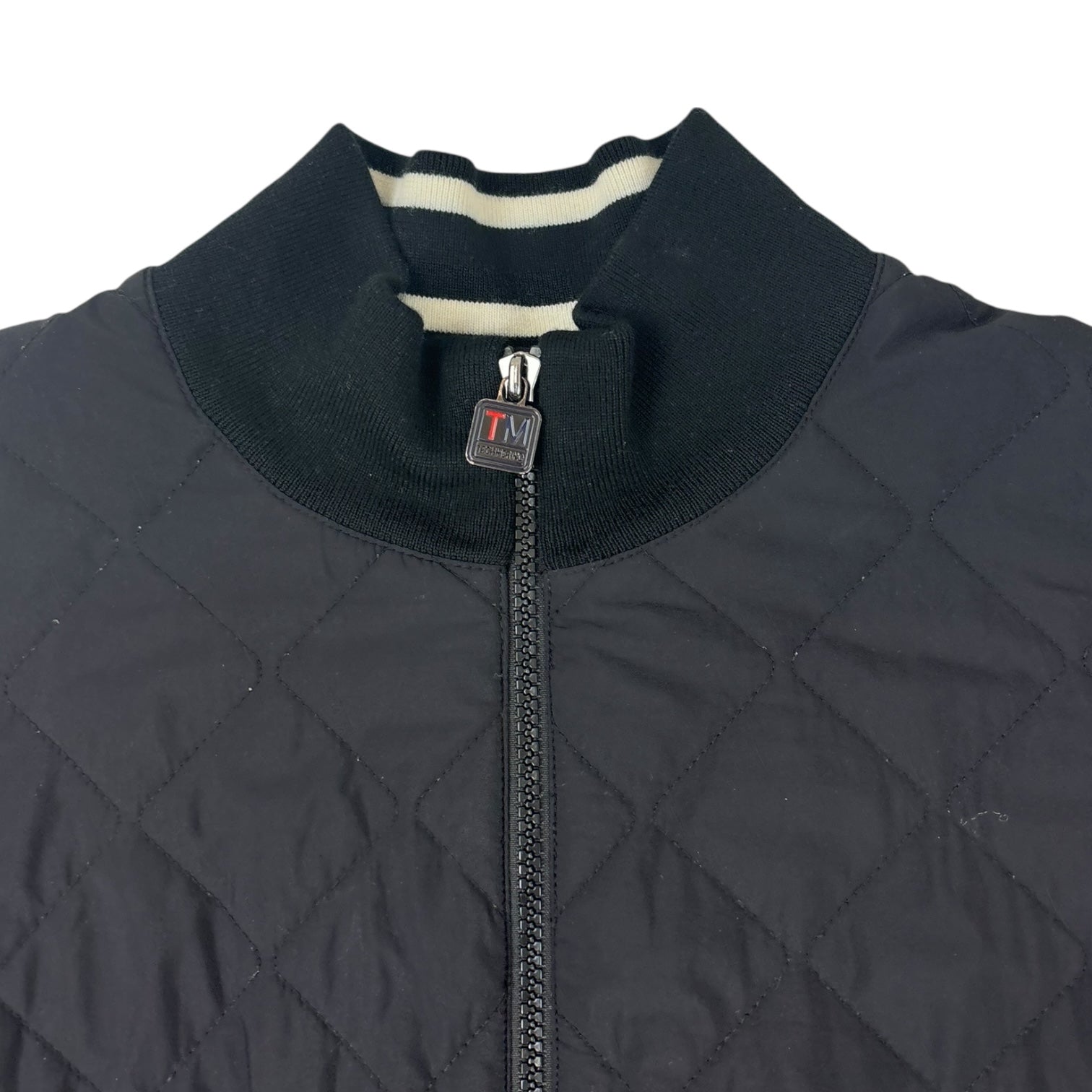 Vintage Zenga Tech Merino Quilted Zip-Up Sweater Black