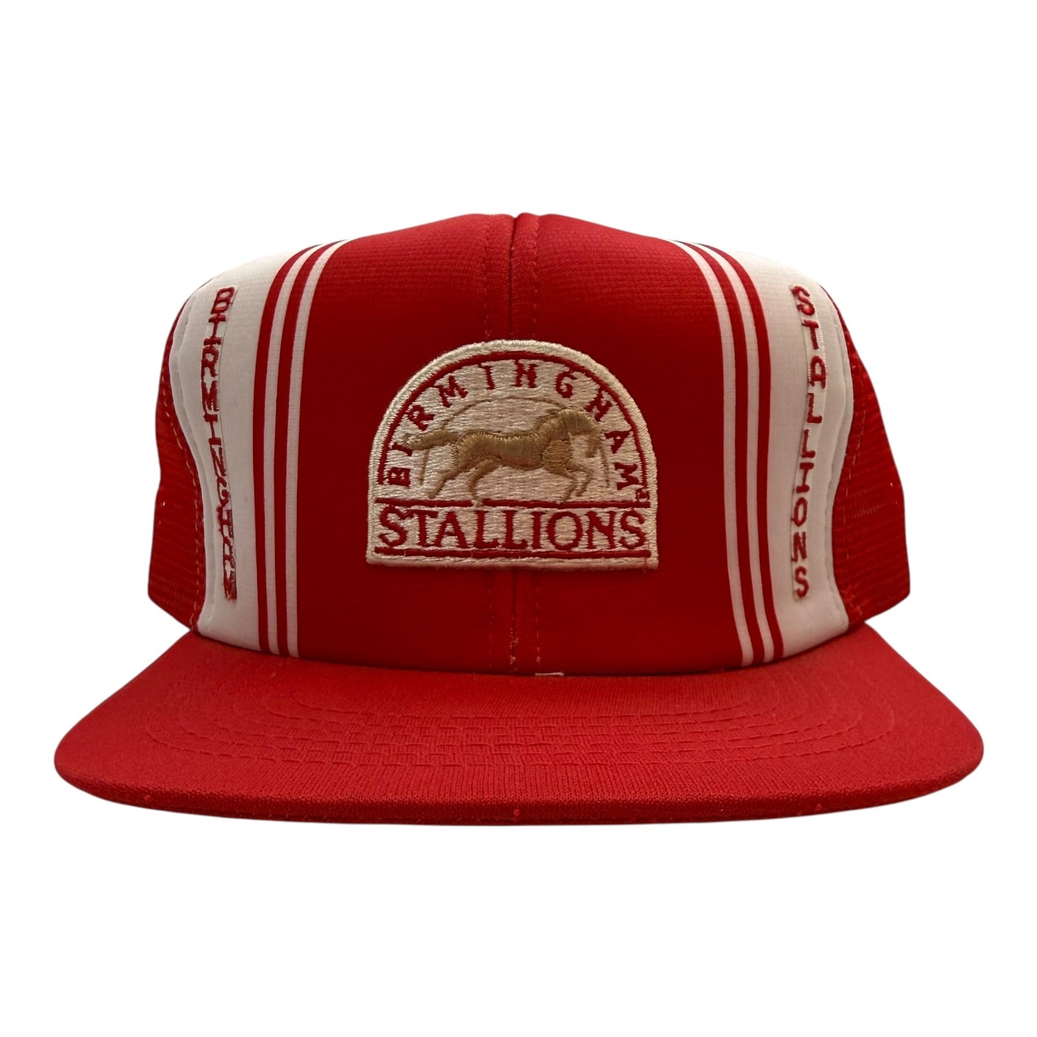 Vintage Birmingham Stallions Mesh Trucker Hat Red