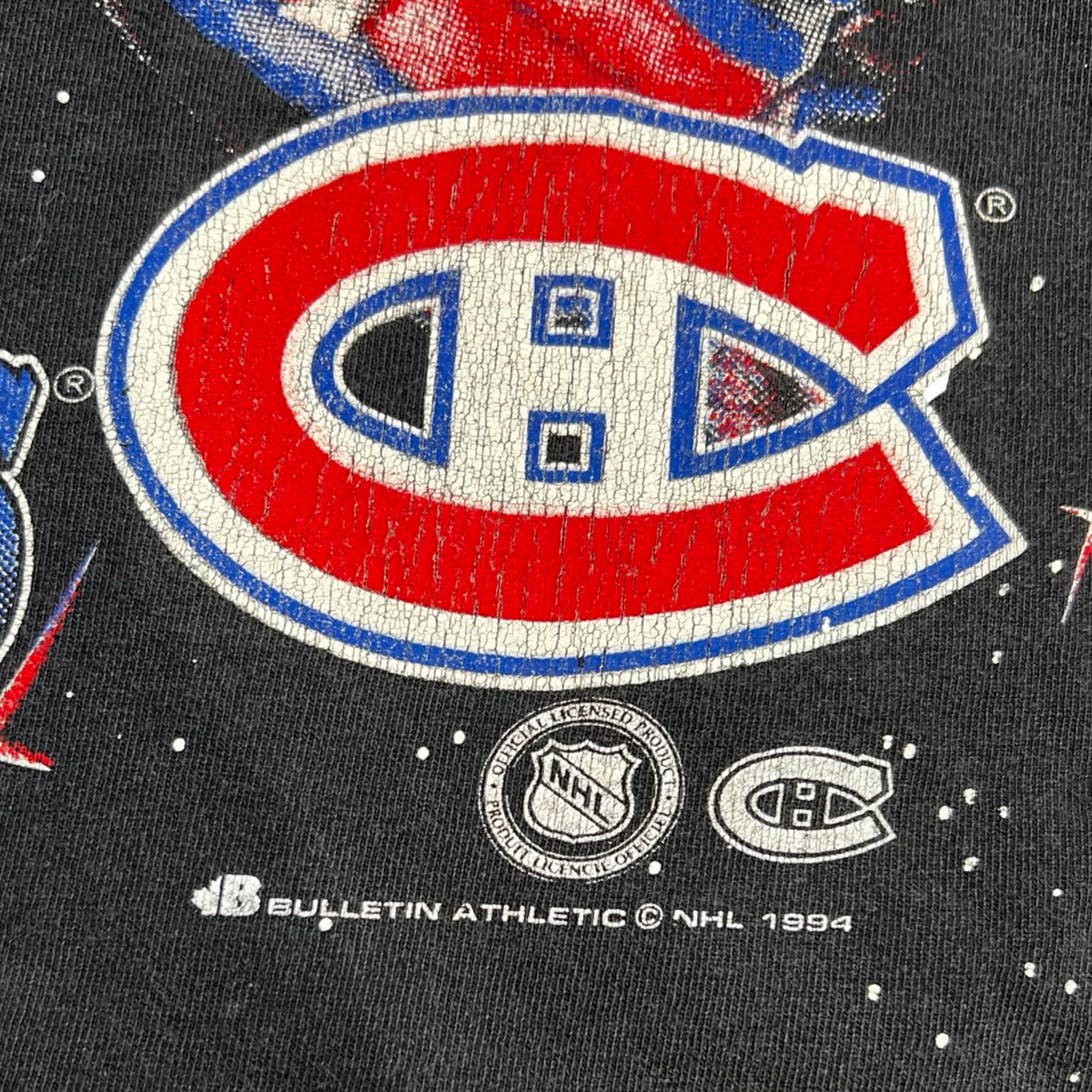 Vintage 1990 Bulletin Athletic Montreal Canadiens All Over Print T-Shirt