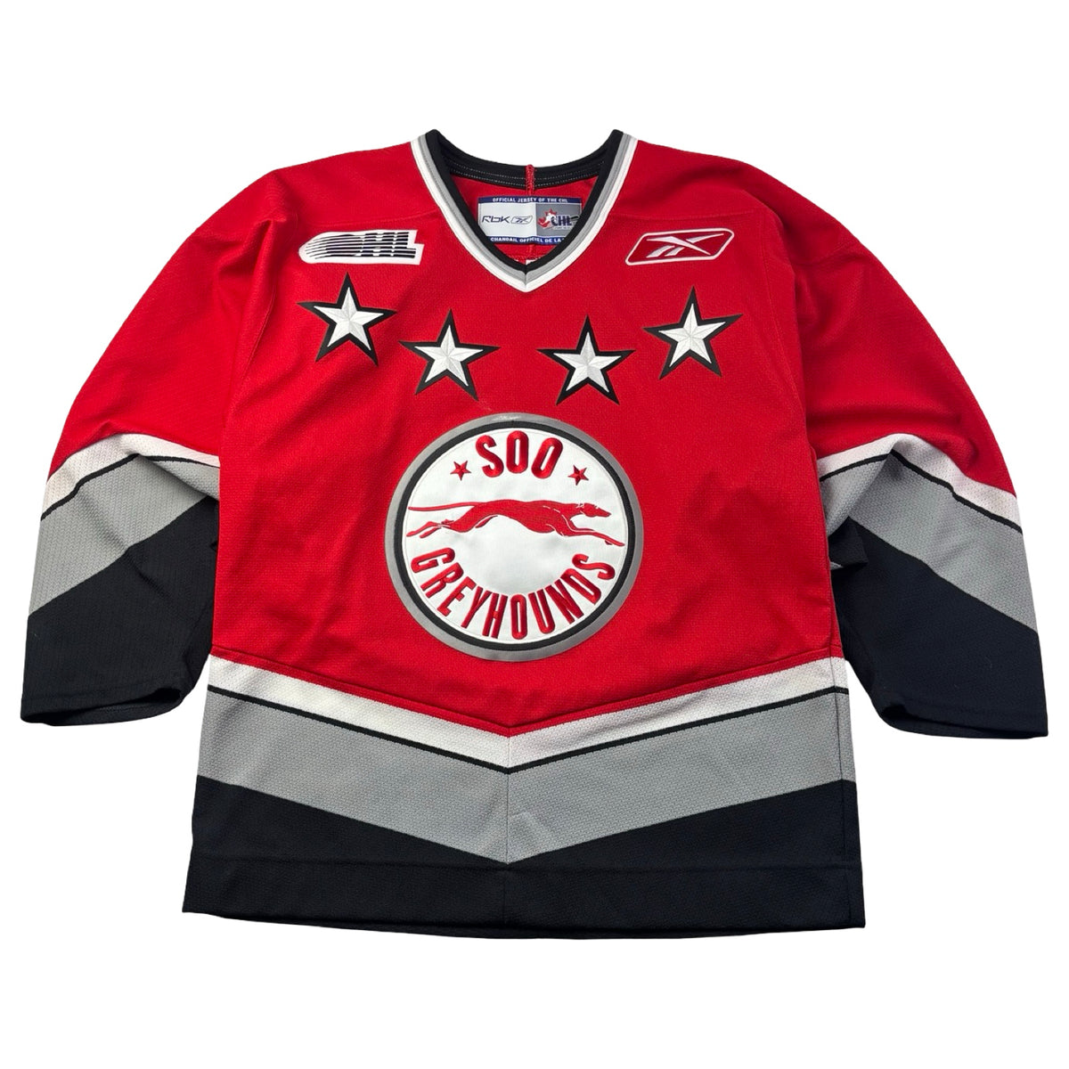 Vintage Reebok Sault Ste. Marie Greyhounds Ontario OHL Alternate Jersey Red/Black