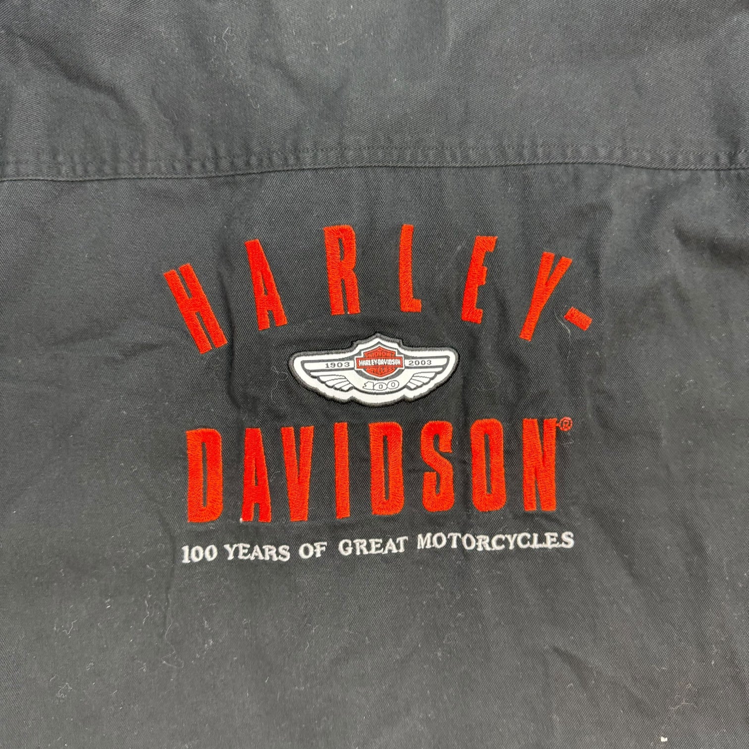 Vintage Harley Davidson 100 Years Button Up Shirt Black