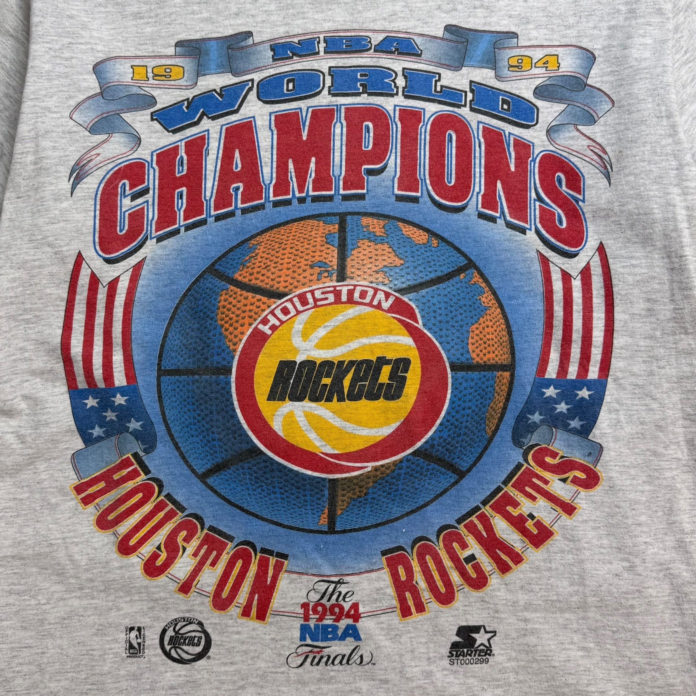 1994 Starter Houston Rockets Champions Tee Grey