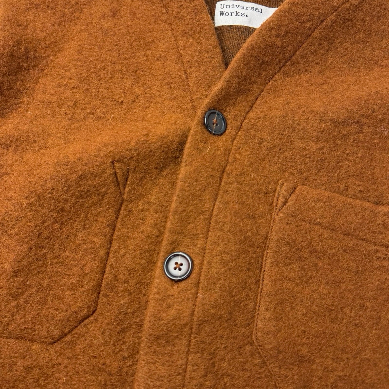 Universal Works Wool Fleece Cardigan Burnt Toffee