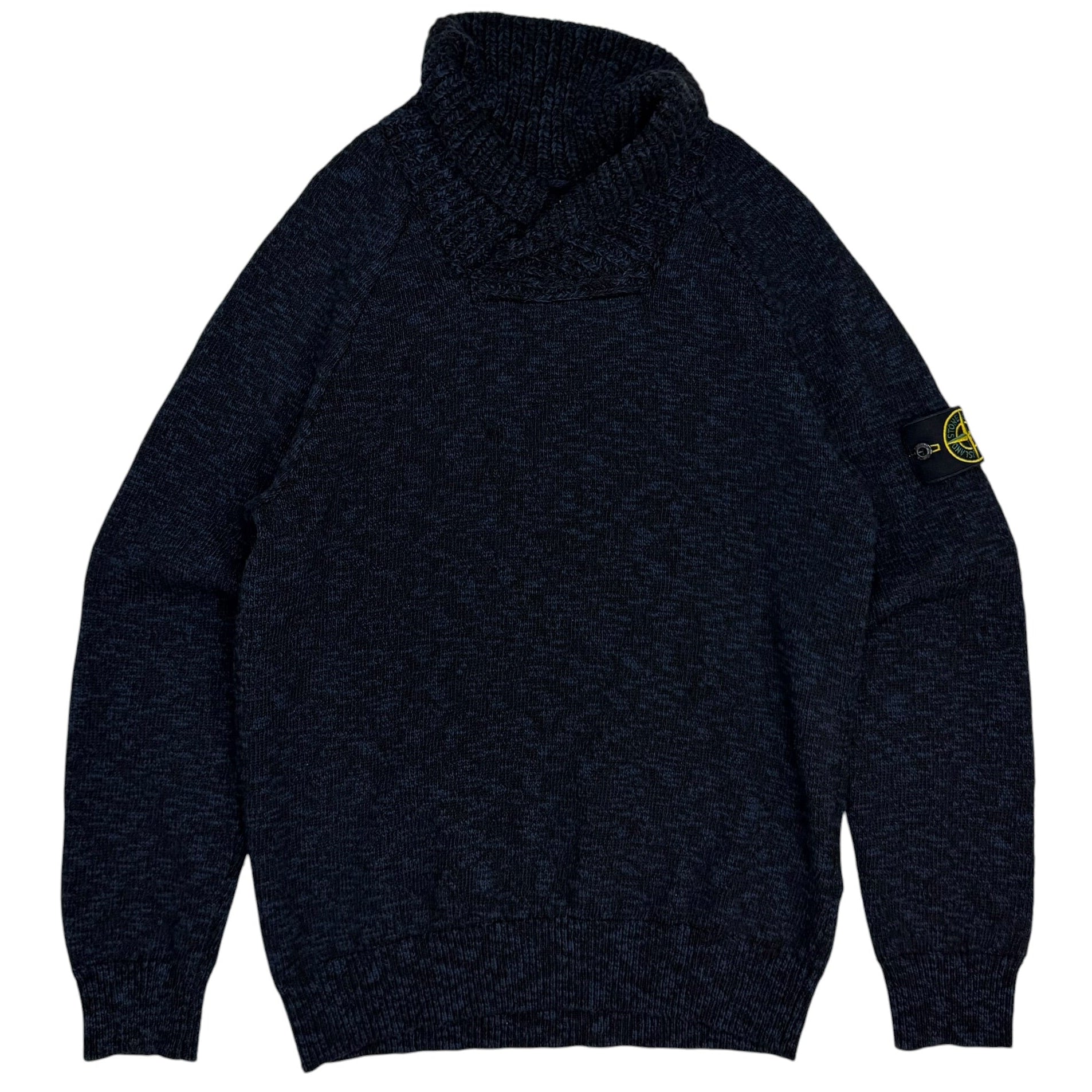 Stone Island Shawl Collar Sweater Navy