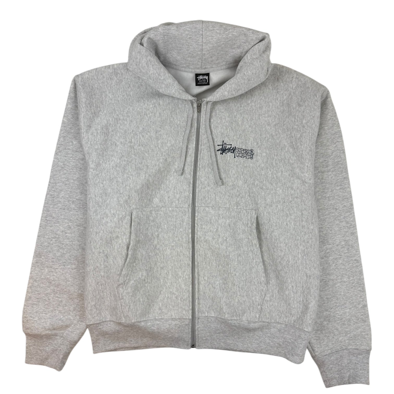 Stüssy Superior Quality Zip Up Hoodie Heather Grey