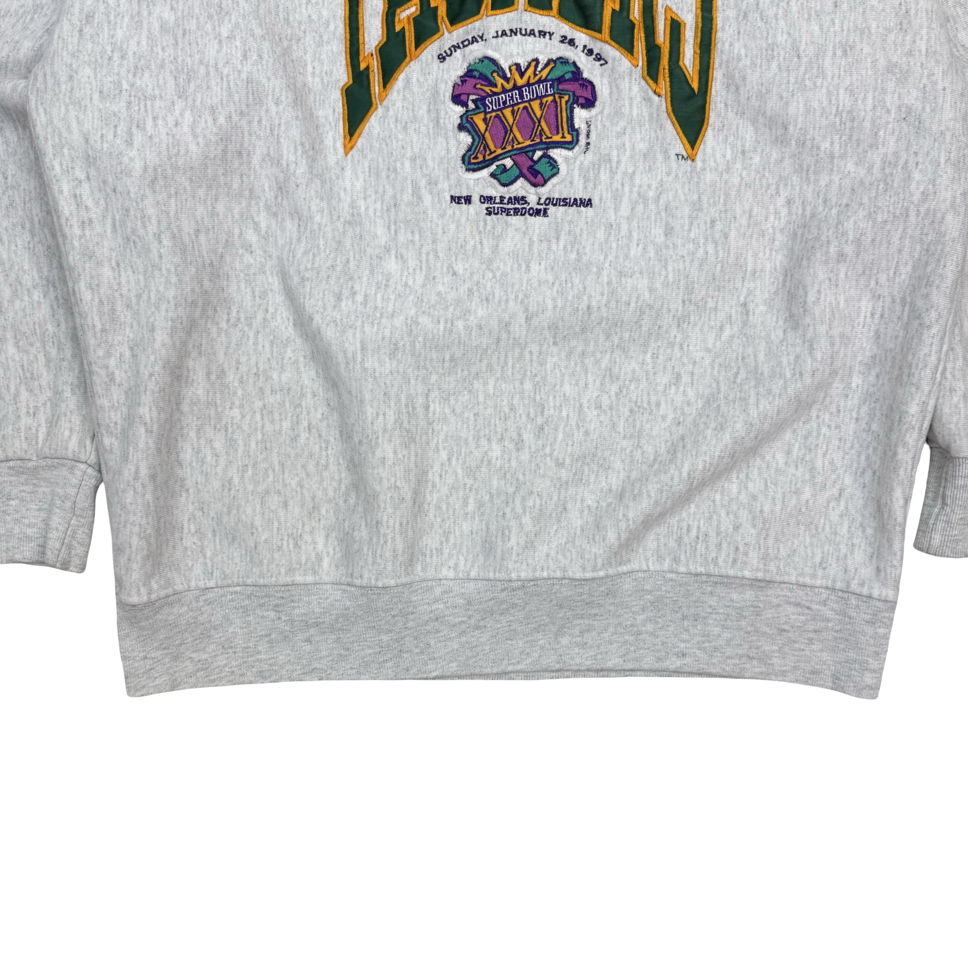 1997 Green Bay Packers Super Bowl XXXI Crewneck Grey