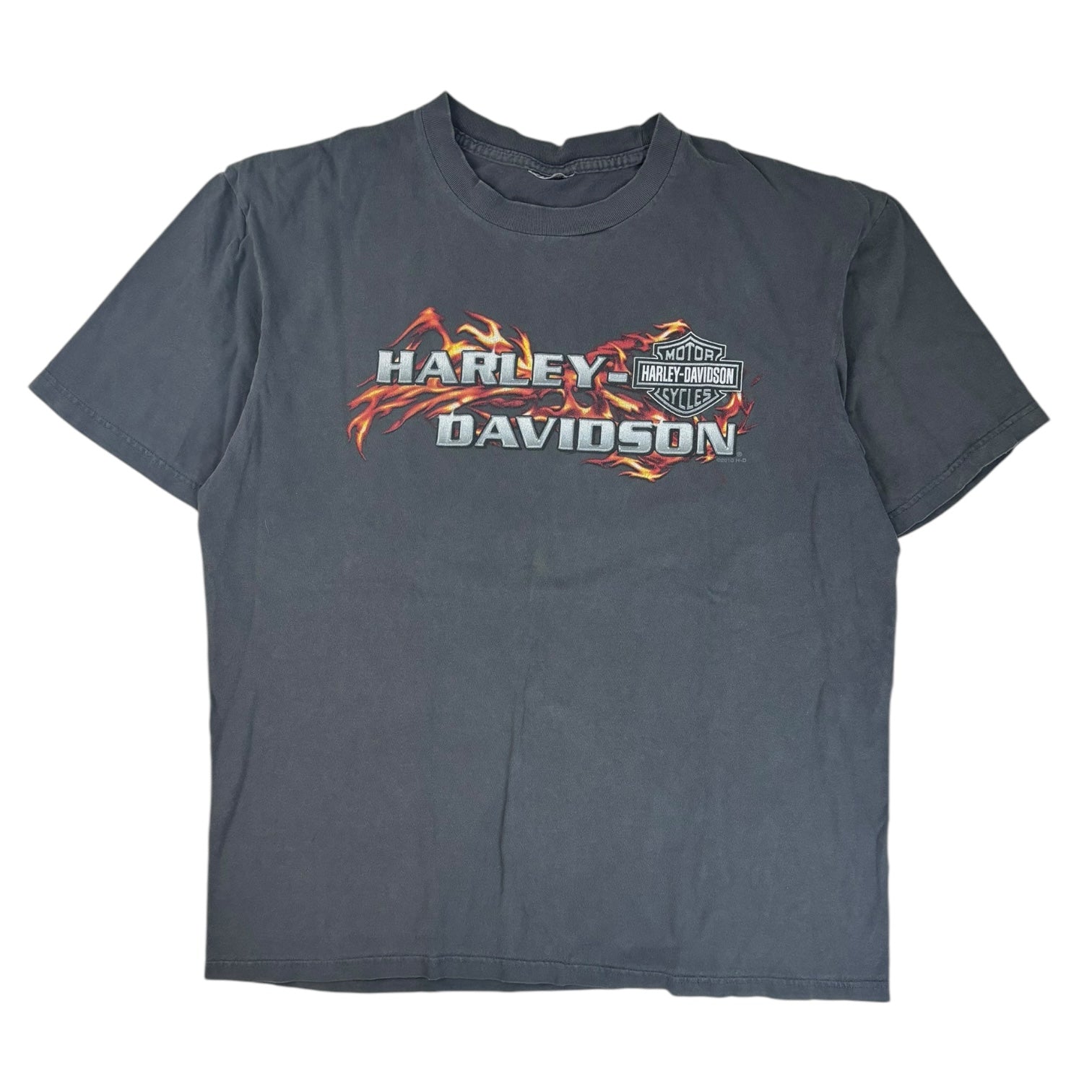 Vintage 2010 Harley Davidson Orlando Florida Flames T-Shirt Dark Grey