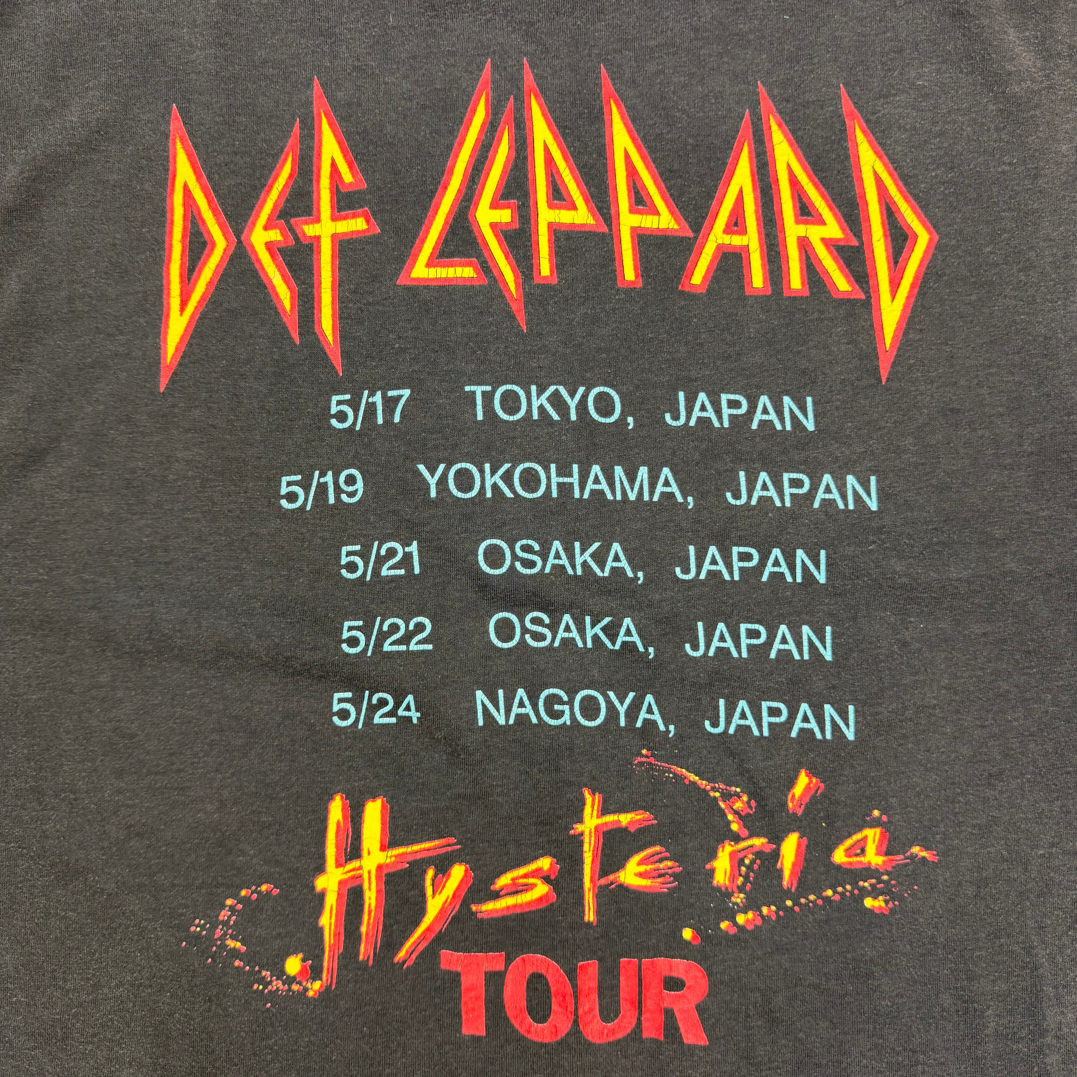 1987 Def Leppard Hysteria Japan Tour Tee Faded Black
