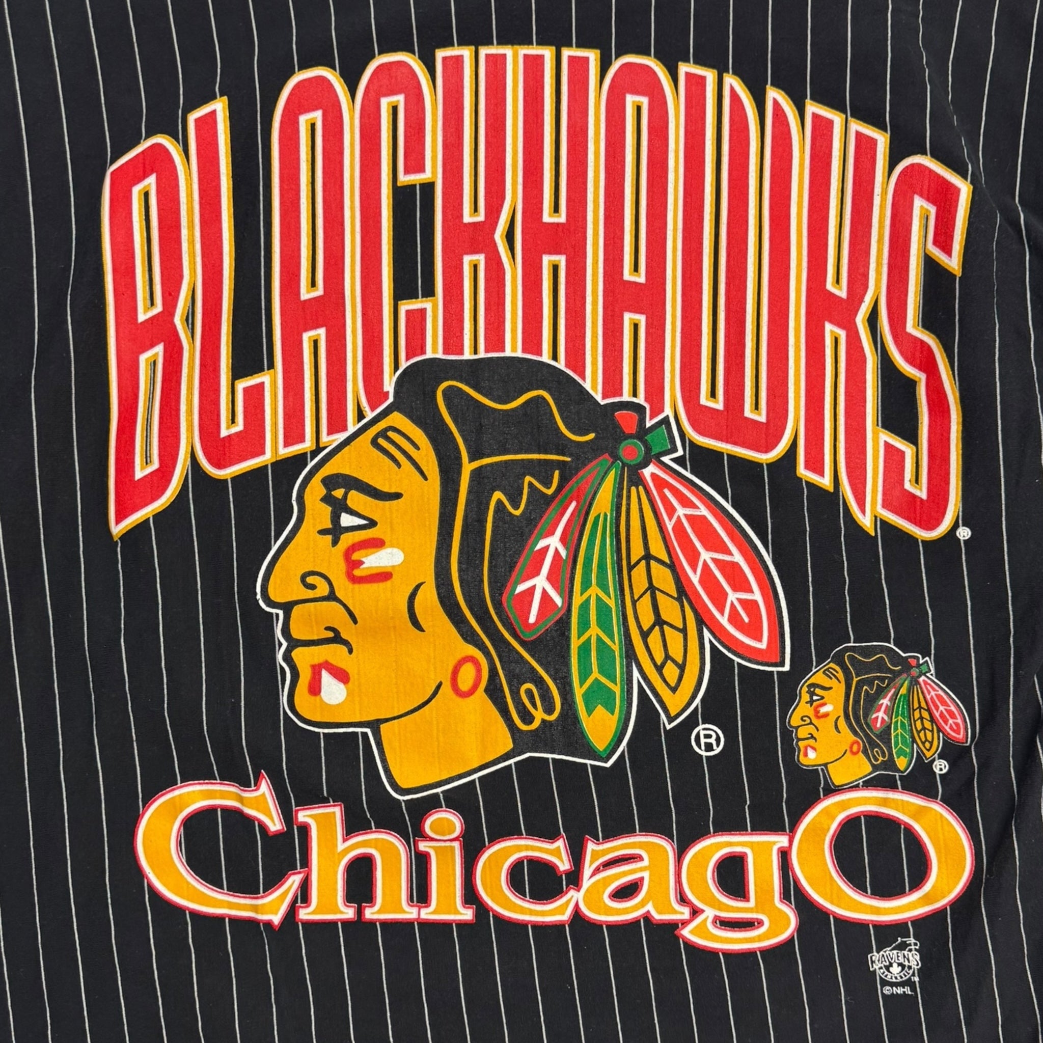 Vintage Chicago Black Hawks All Over Print Jersey T-Shirt