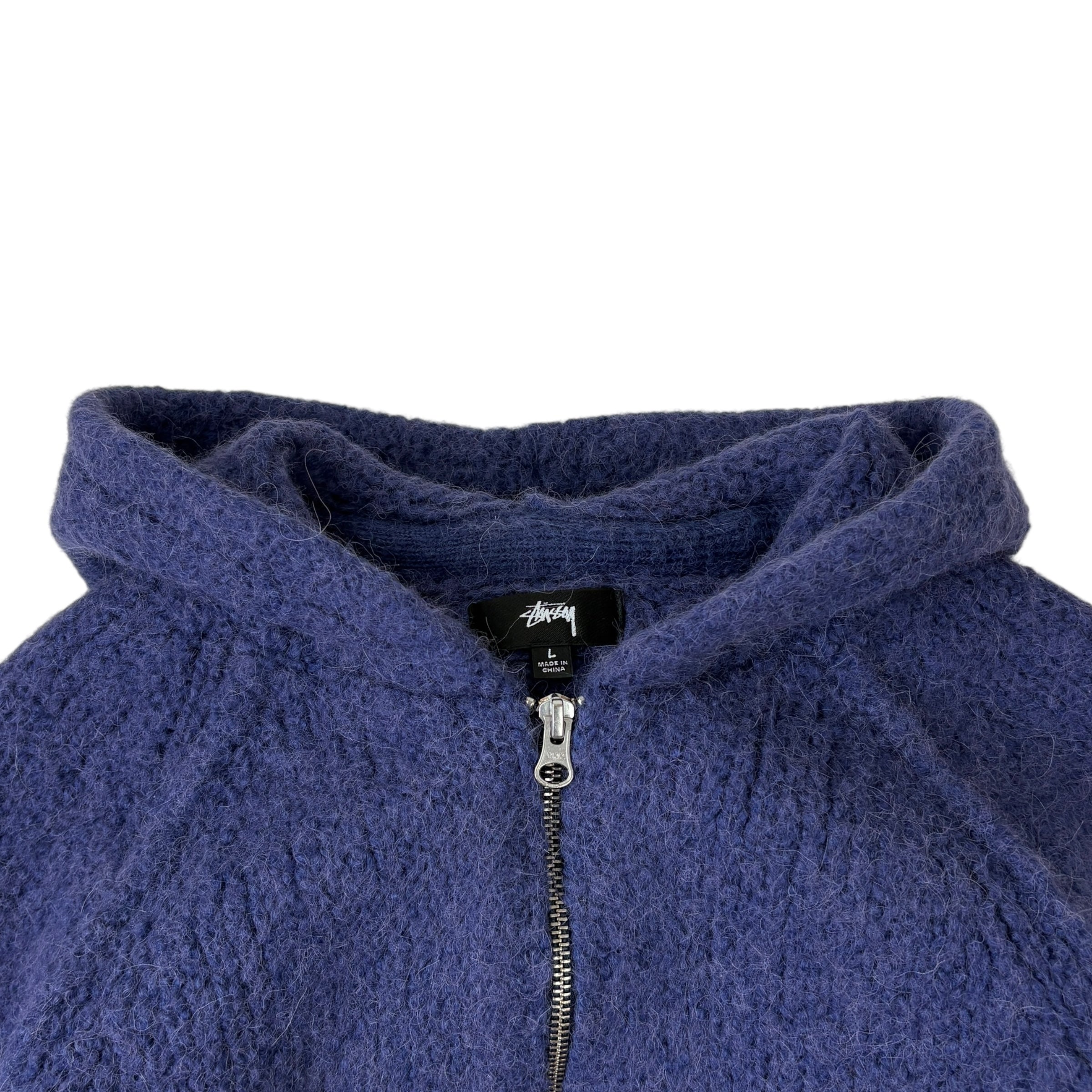 Stussy Chunky Knit Zip Hoodie Blue