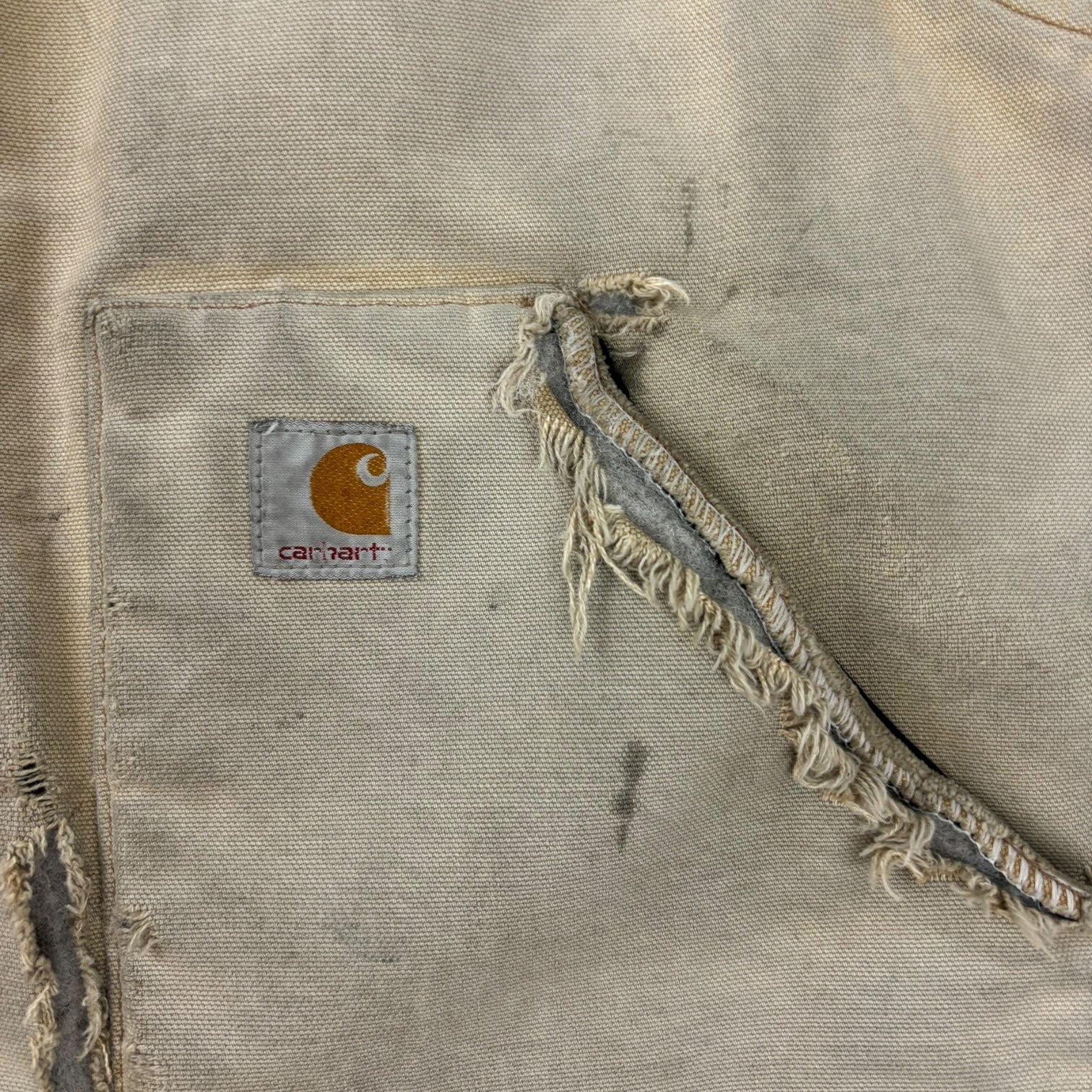 Vintage Carhartt “Charter” Quilt-Lined Workwear Vest Beige