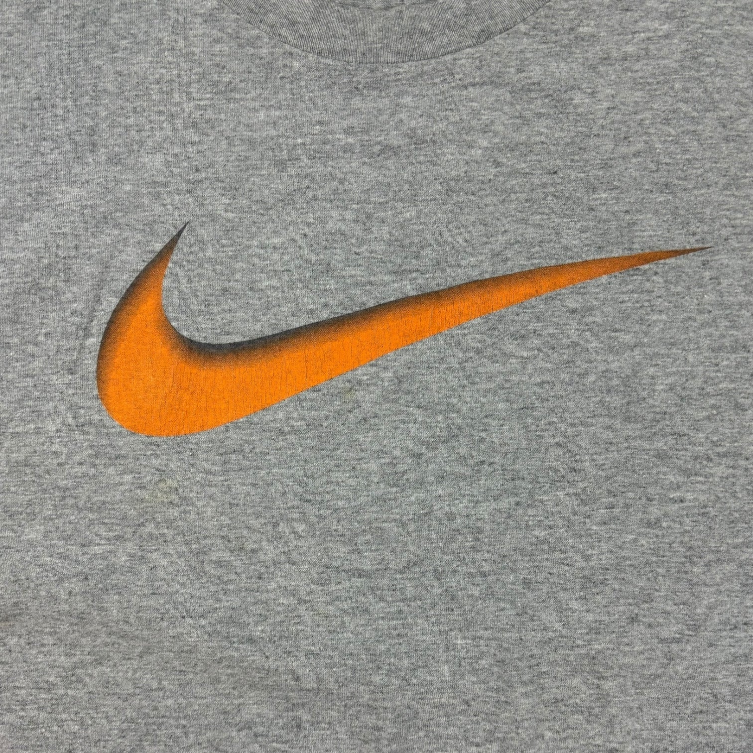 Vintage Nike Orange Big Swoosh T-Shirt Grey