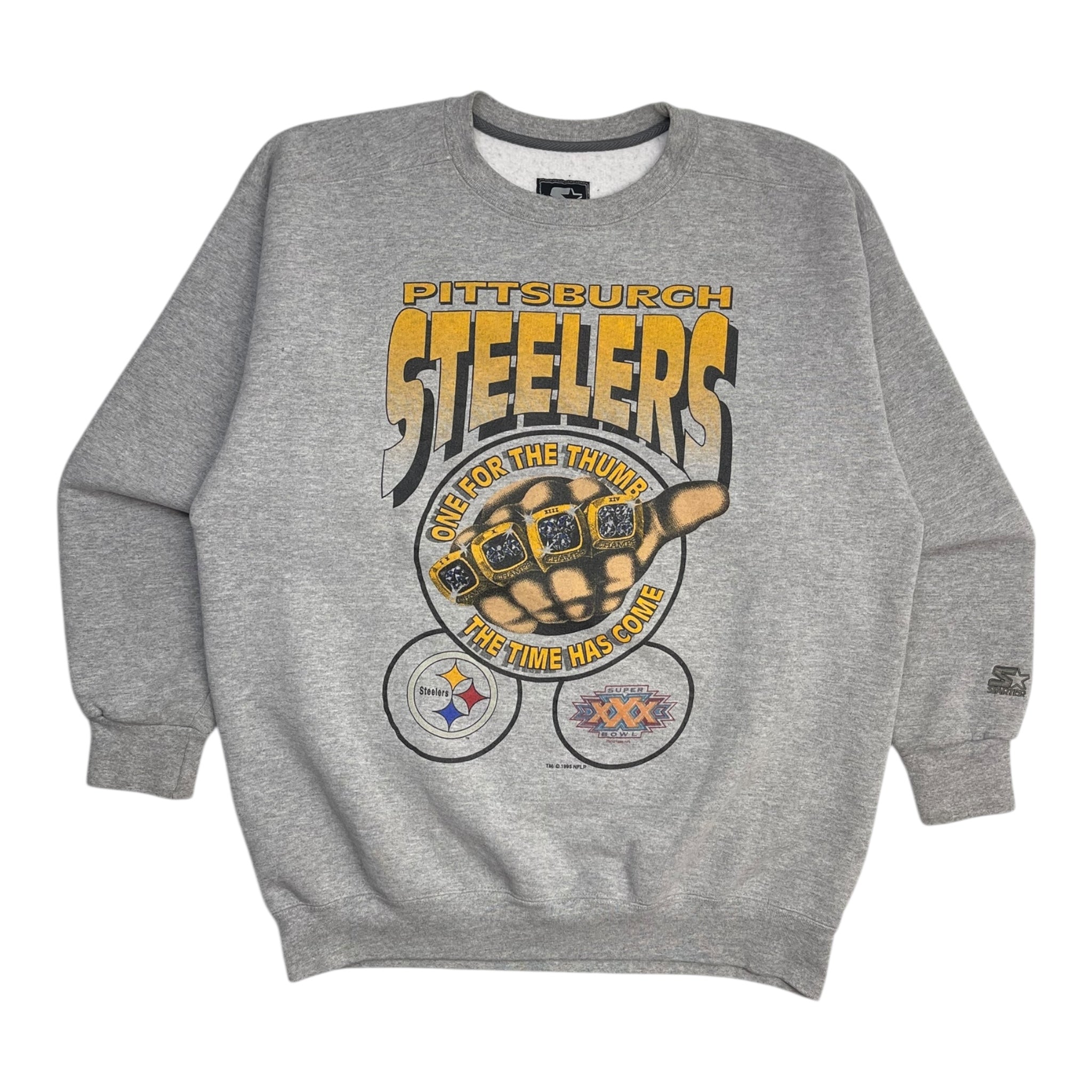 1995 Pittsburg Steelers Superbowl Starter Crewneck Sweatshirt Grey