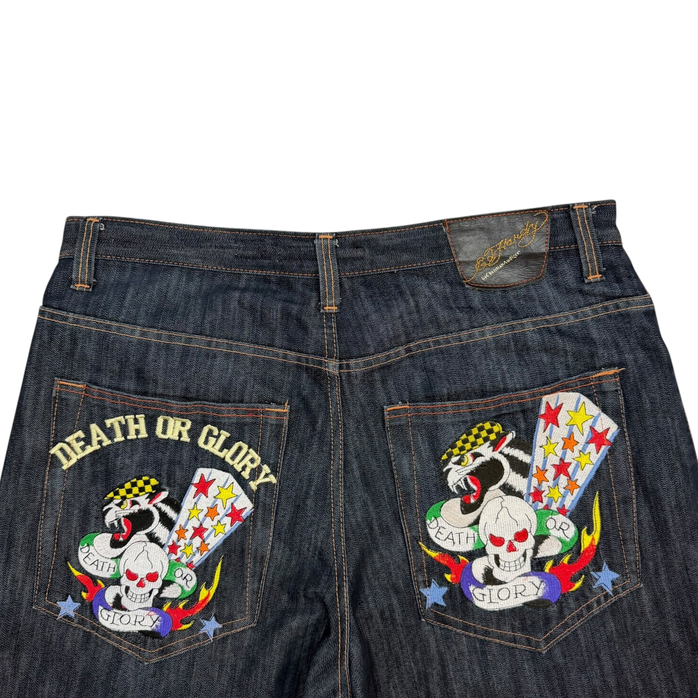 Vintage Ed Hardy By Christian Audiger Death Or Glory Denim Pants Dark Wash