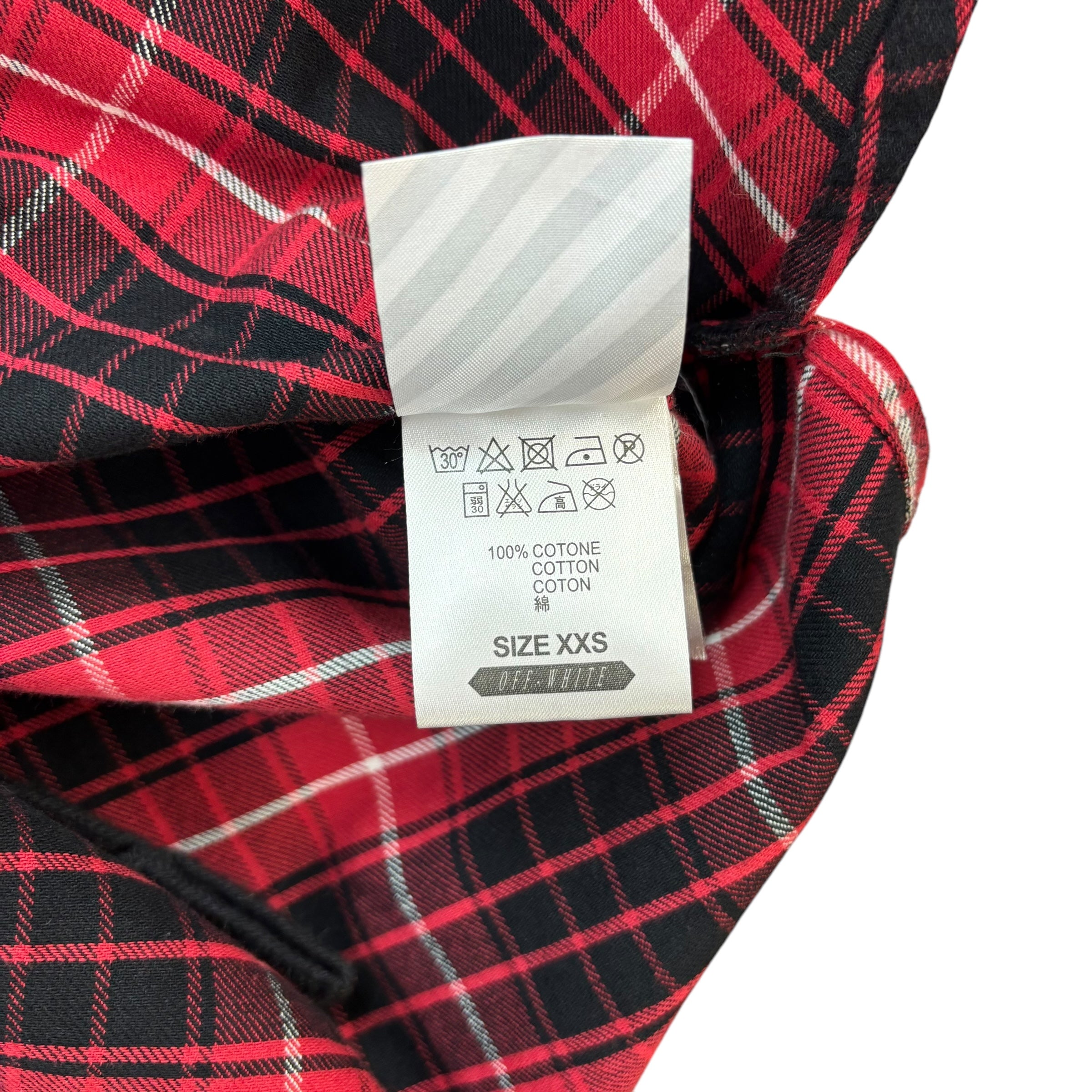 Off-White Plaid Flannel Long Sleeve Red