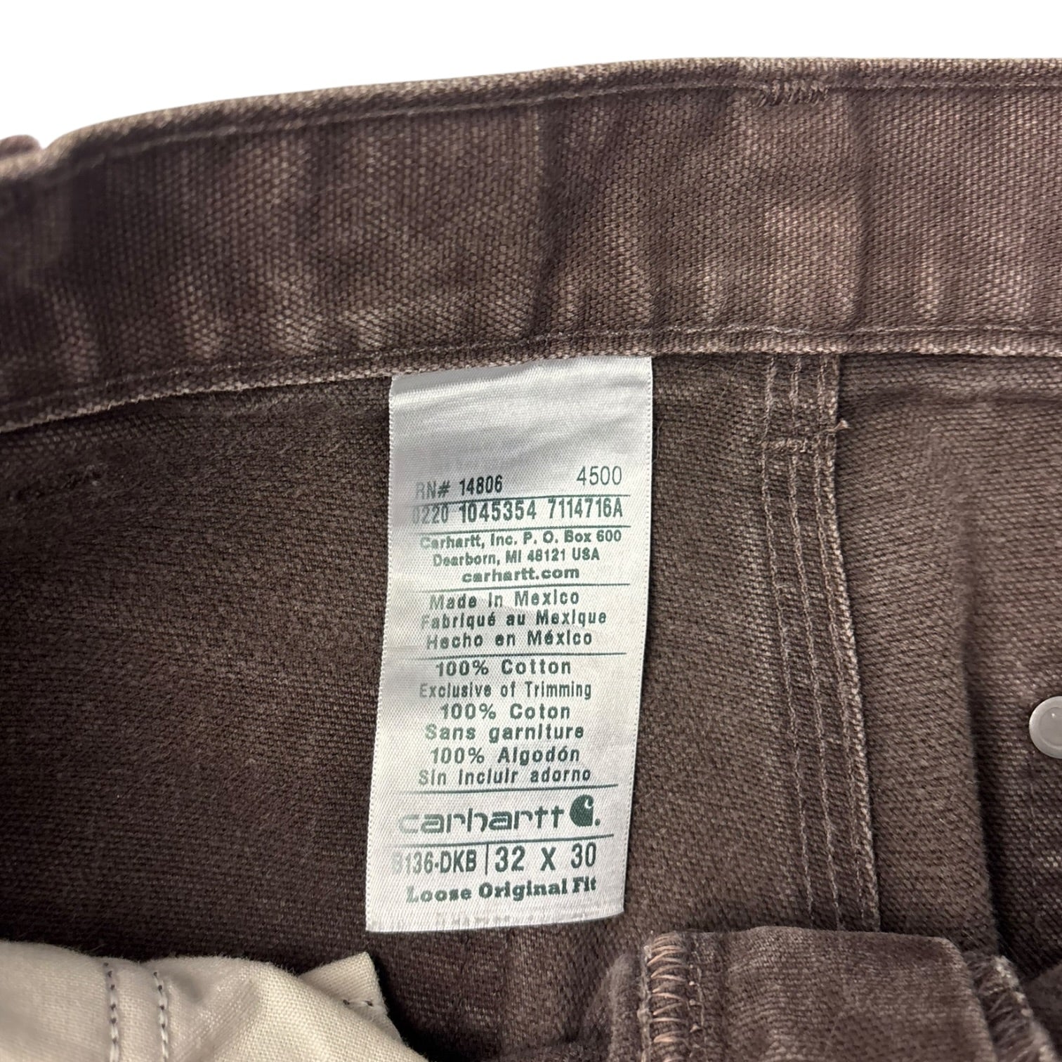 Vintage Carhartt Double Knee Carpenter Pants Washed Brown