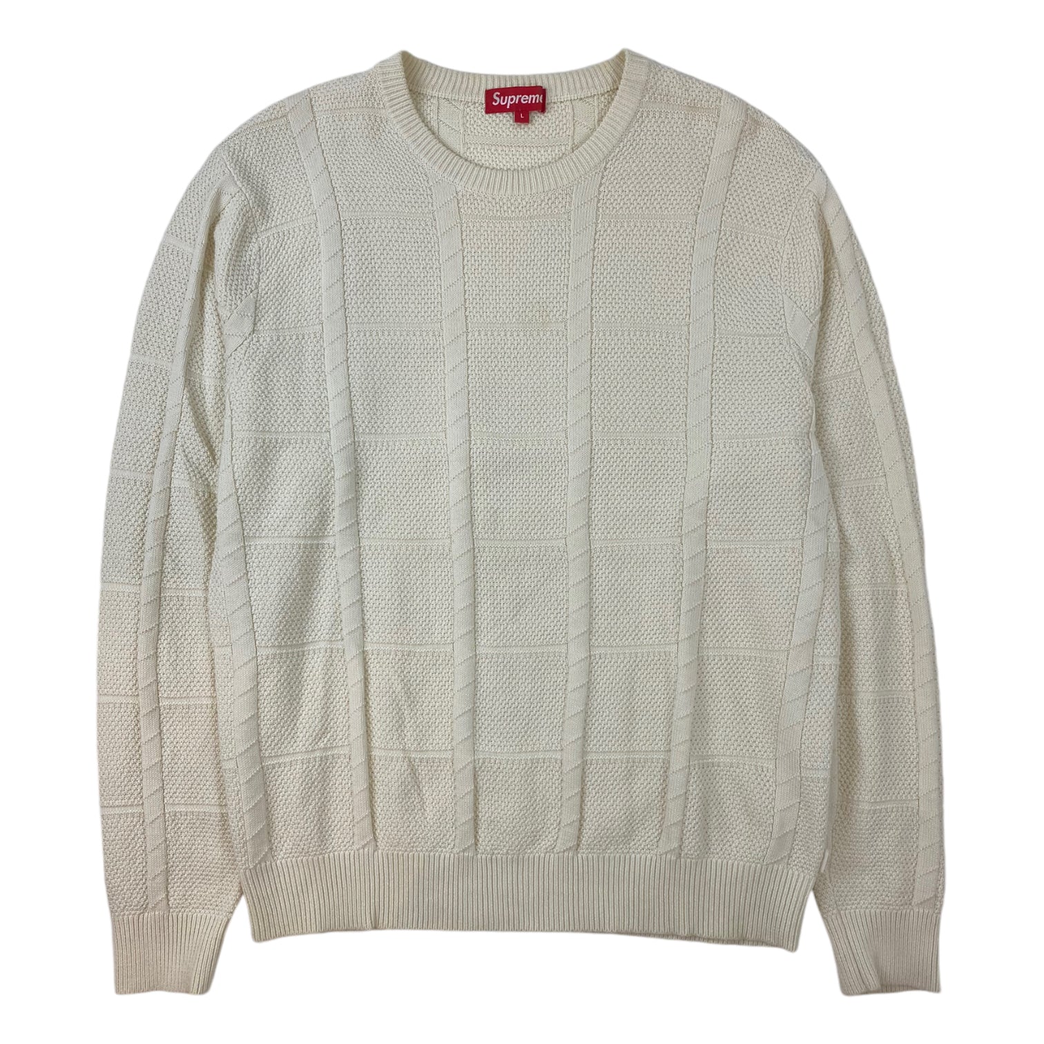 Supreme Jacquard Knit Sweater Cream