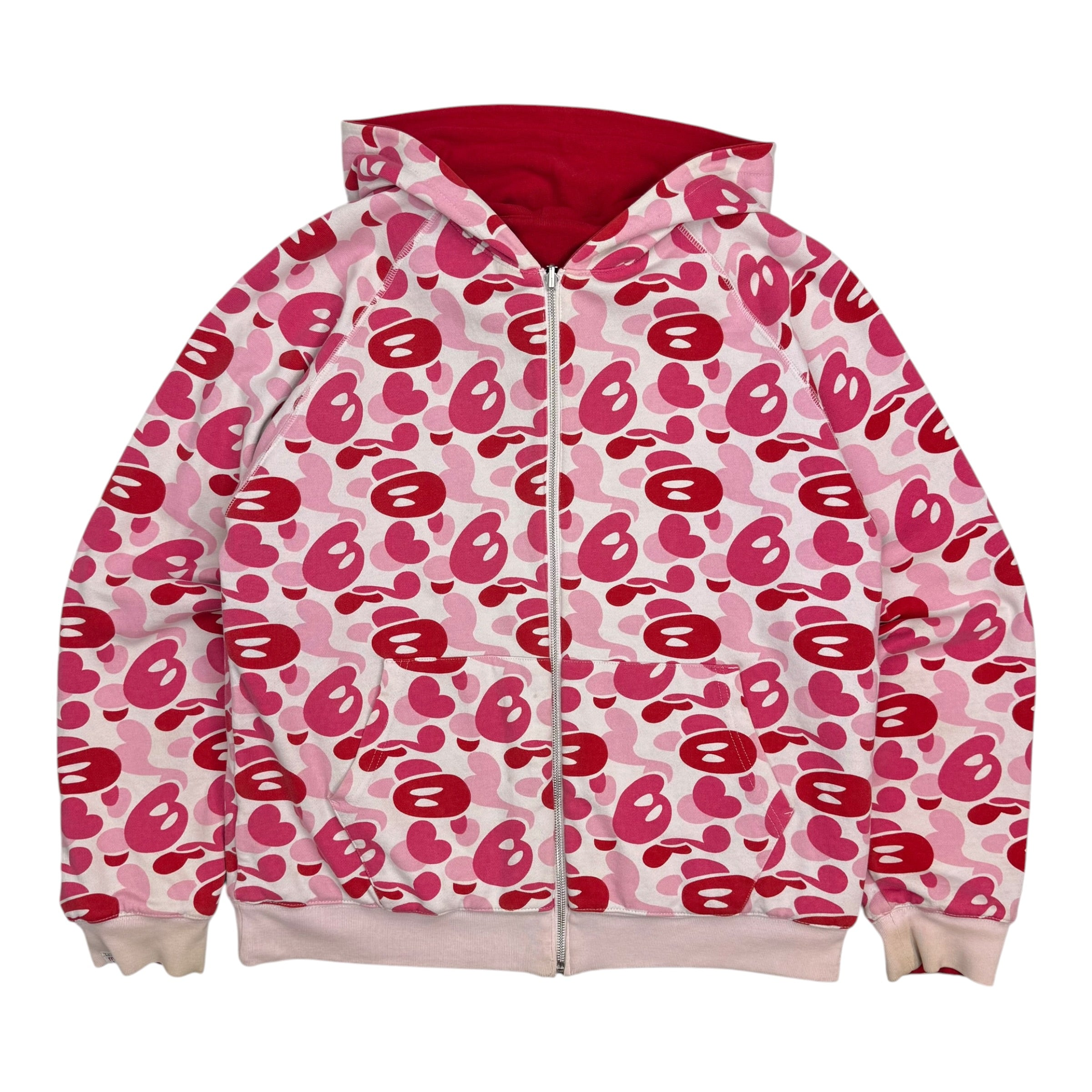 2006 A Bathing Ape BAPE Baby Milo Store Reversible Zip Hoodie Pink/Red