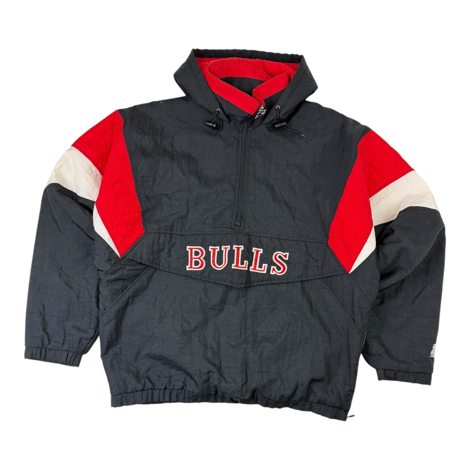 Vintage Starter Chicago Bulls 1/4 Zip Anorak Jacket Black/Red/White