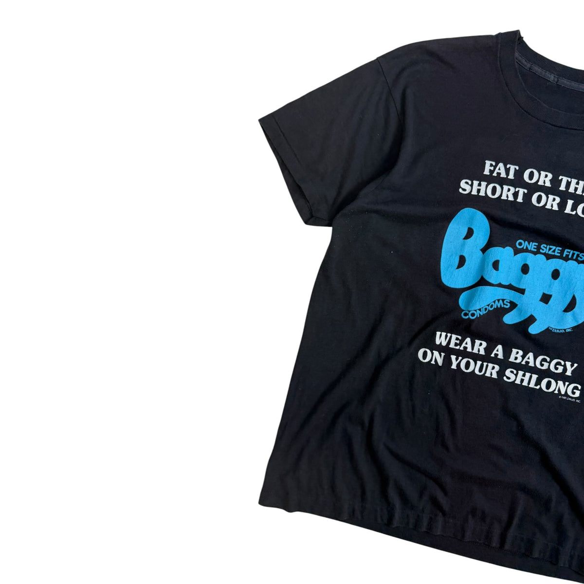 Vintage 1989 Baggy Condoms “One Size Fits All” T-Shirt Black