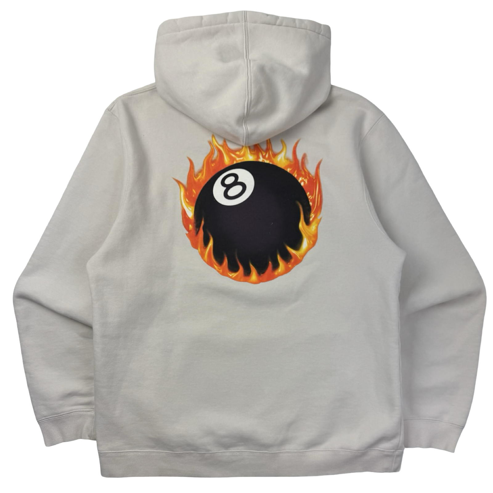 Stussy Flaming 8-Ball Hoodie Cream