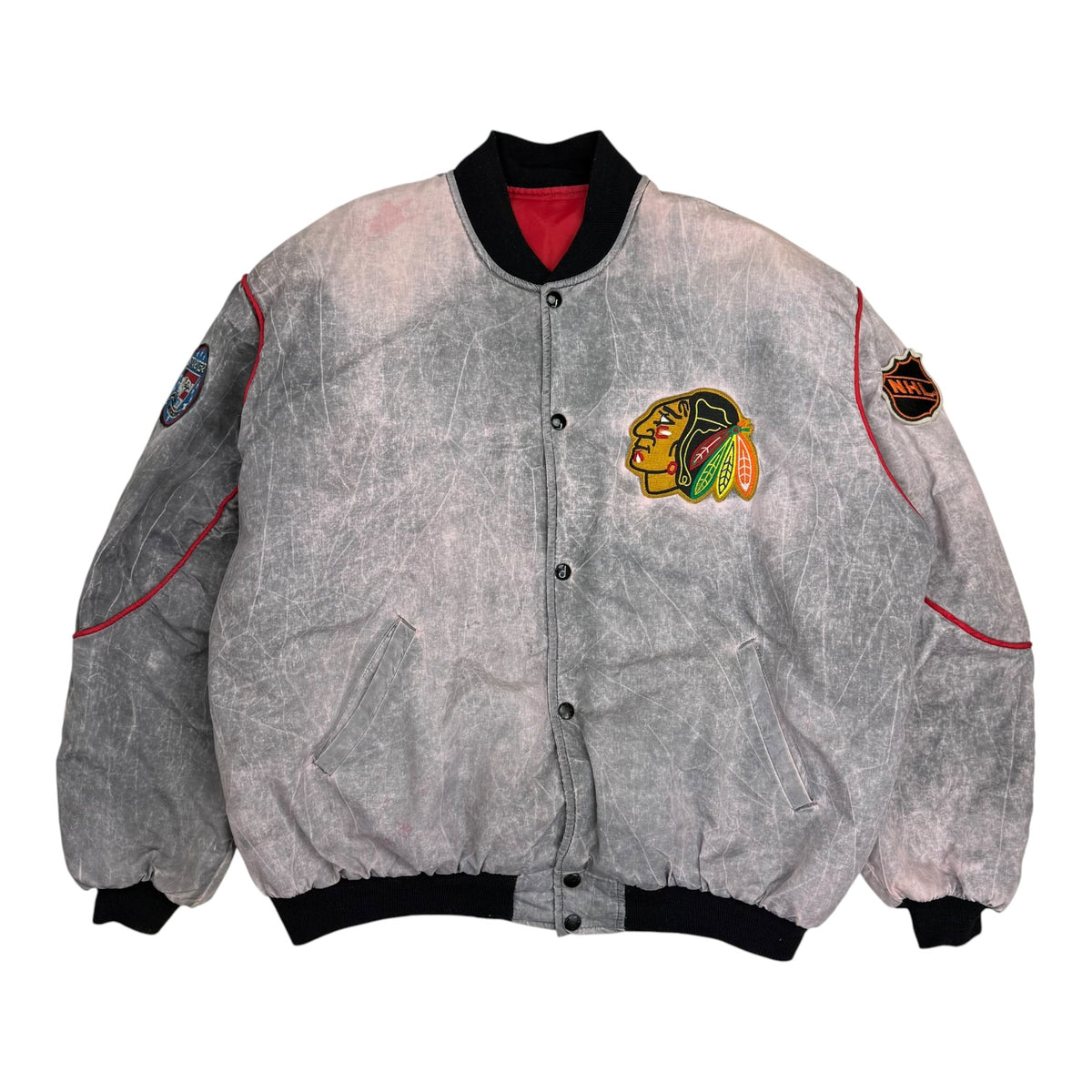 Vintage Starter Chicago Blackhawks Acid Wash Jacket Grey