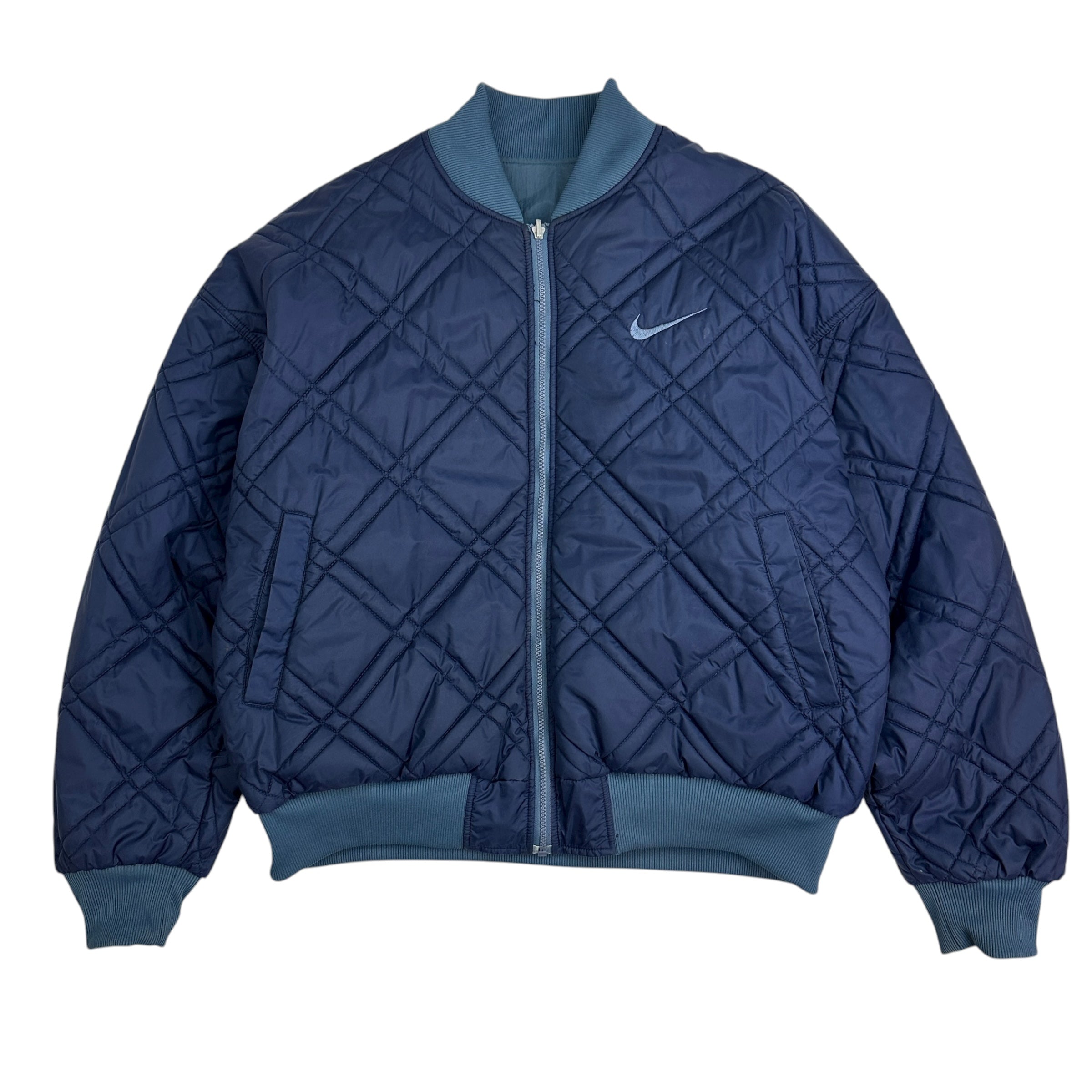 Vintage Nike Reversible Quilted Bomber Jacket Blue/Navy