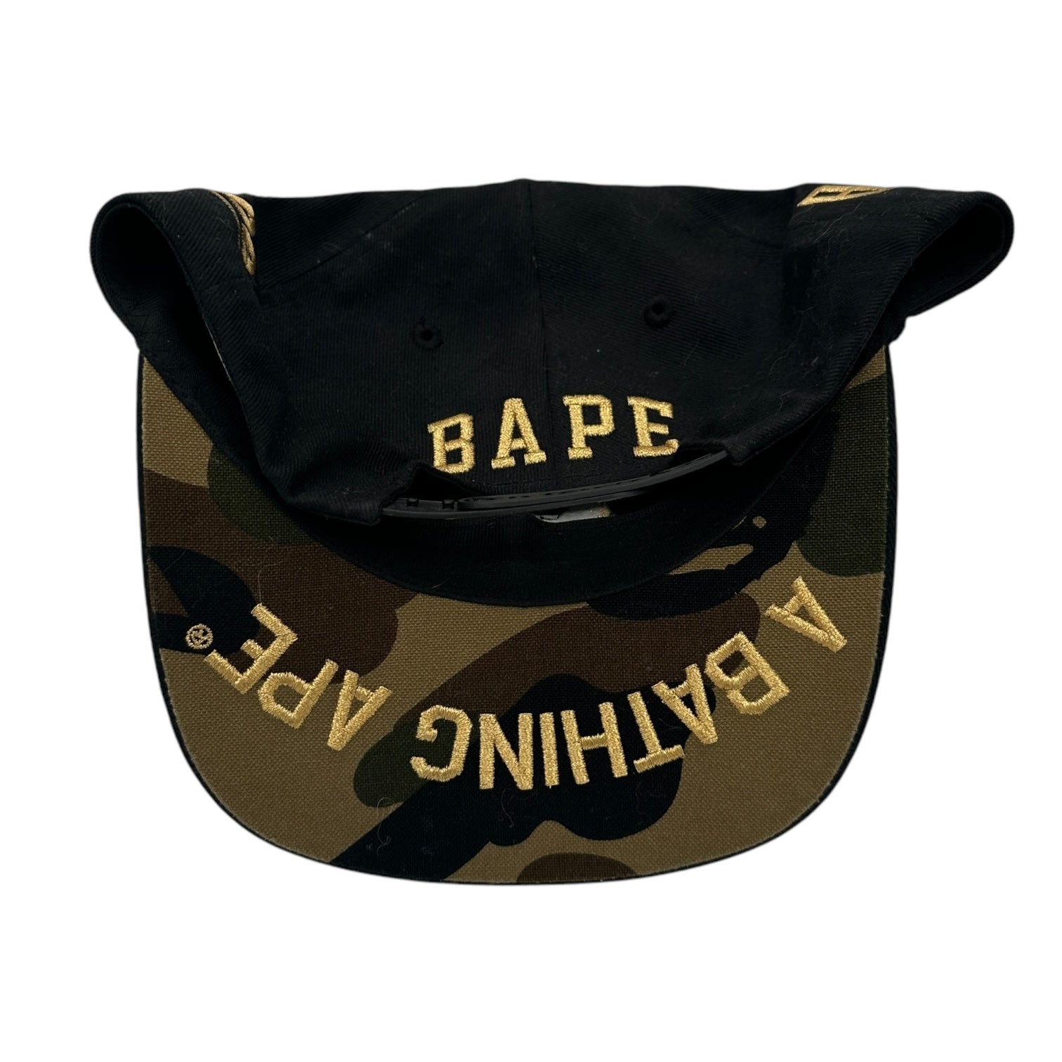 Bape Gold Logo Snapback Black