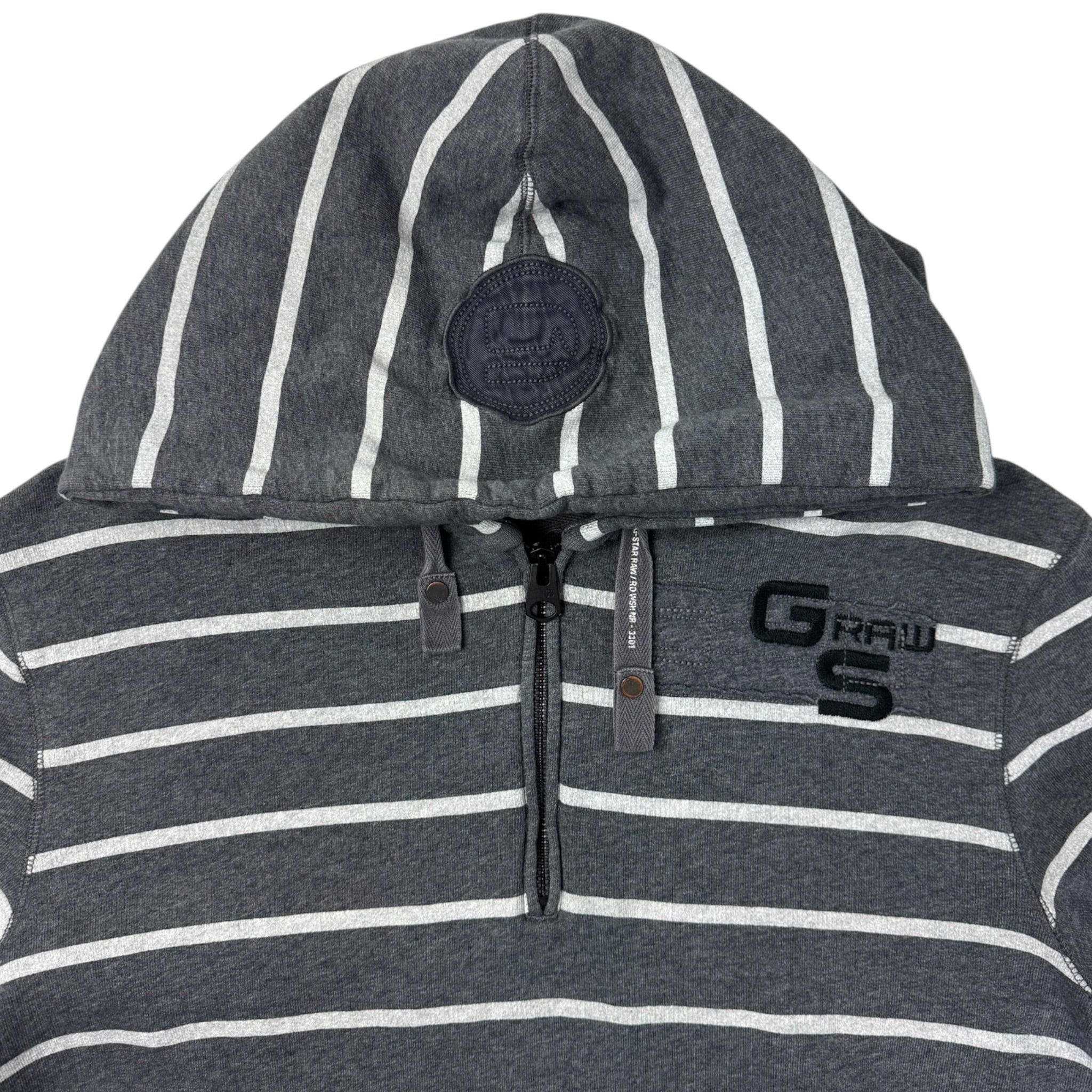 Vintage Y2K G-Star Striped Quarter Zip Hoodie