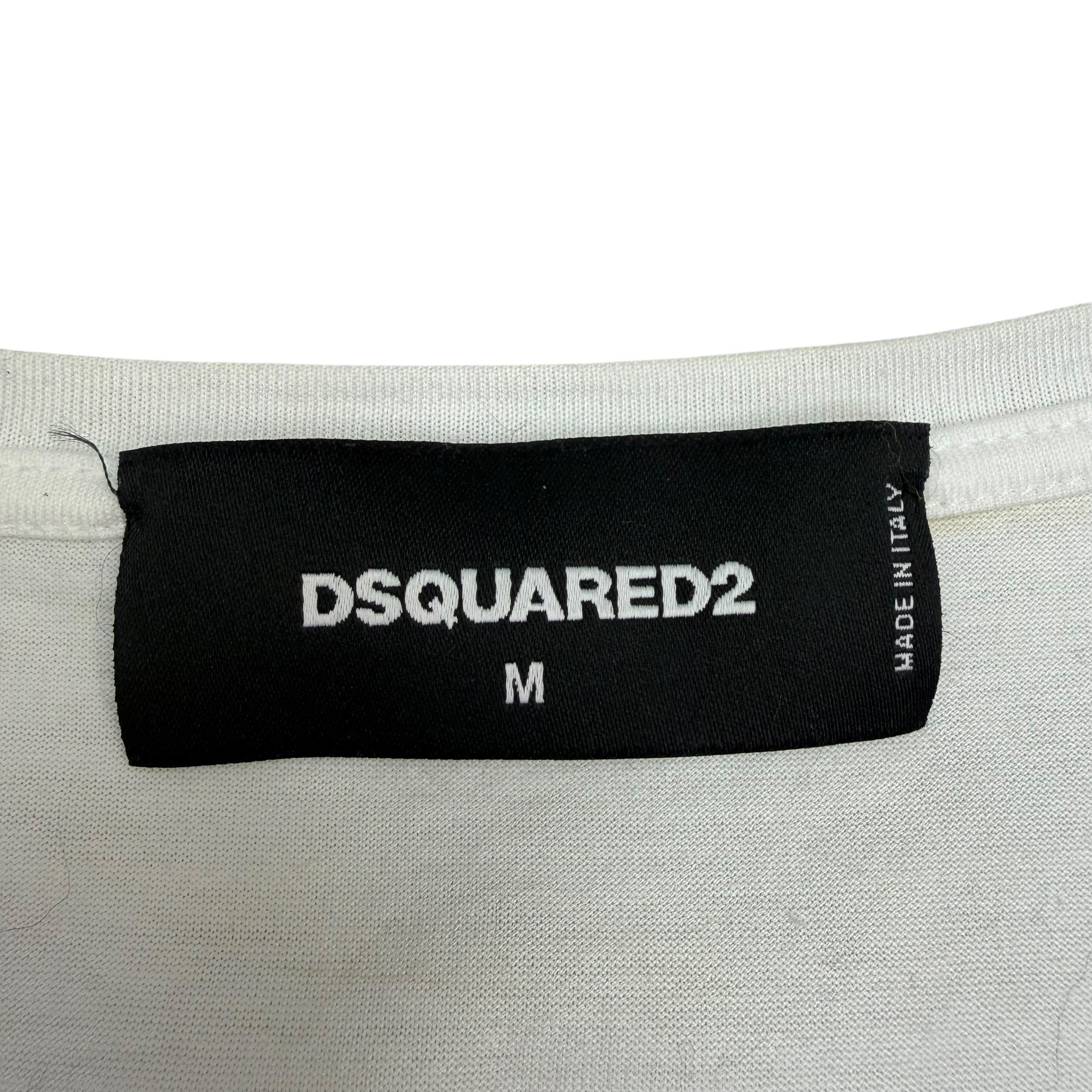 (W) DSquared2 Jailed Gazette Mugshot Tee White