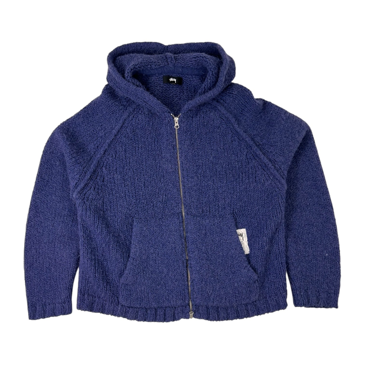 Stussy Chunky Knit Zip Up Hoodie Navy