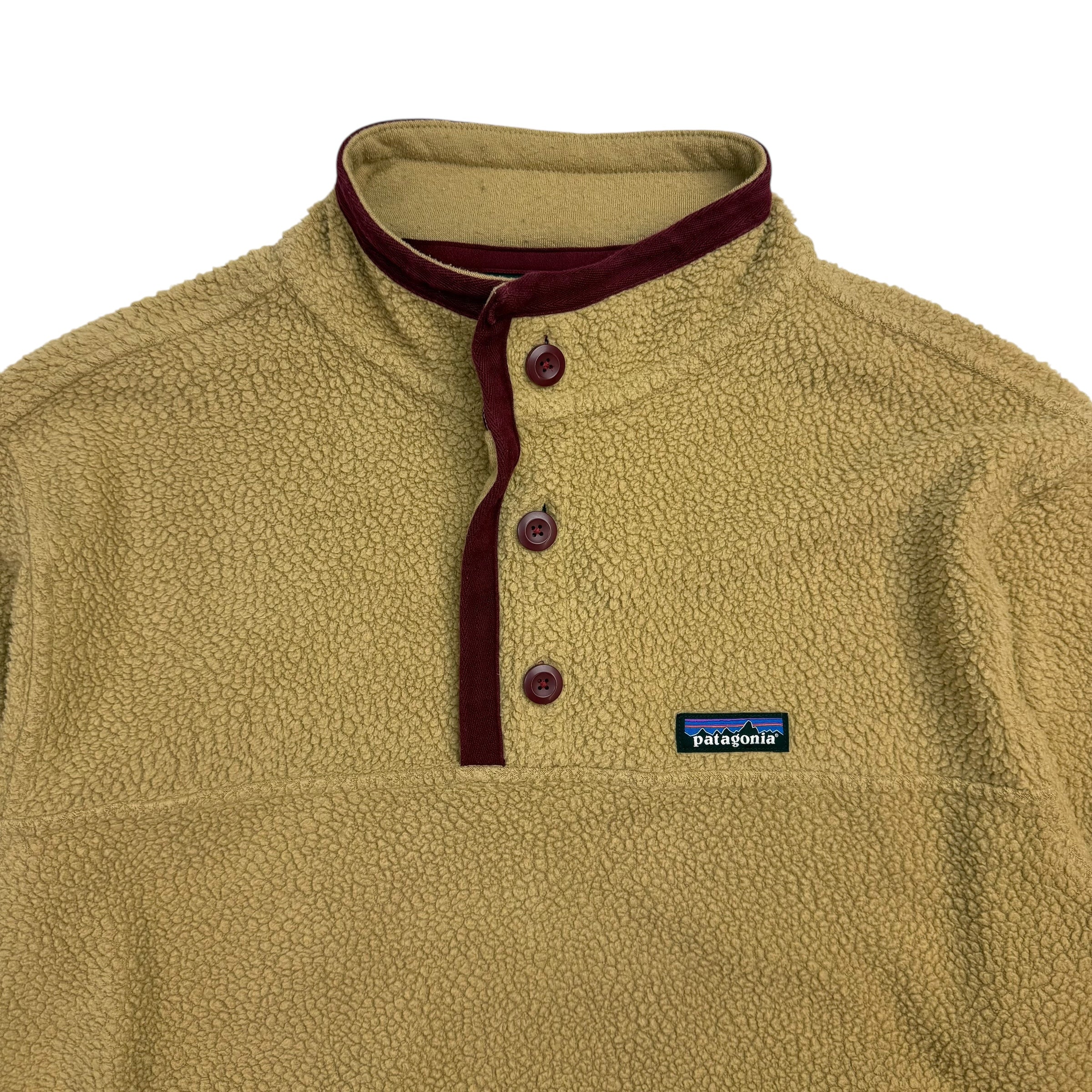 Vintage Patagonia Shearling Button Up Fleece Sweater Tan